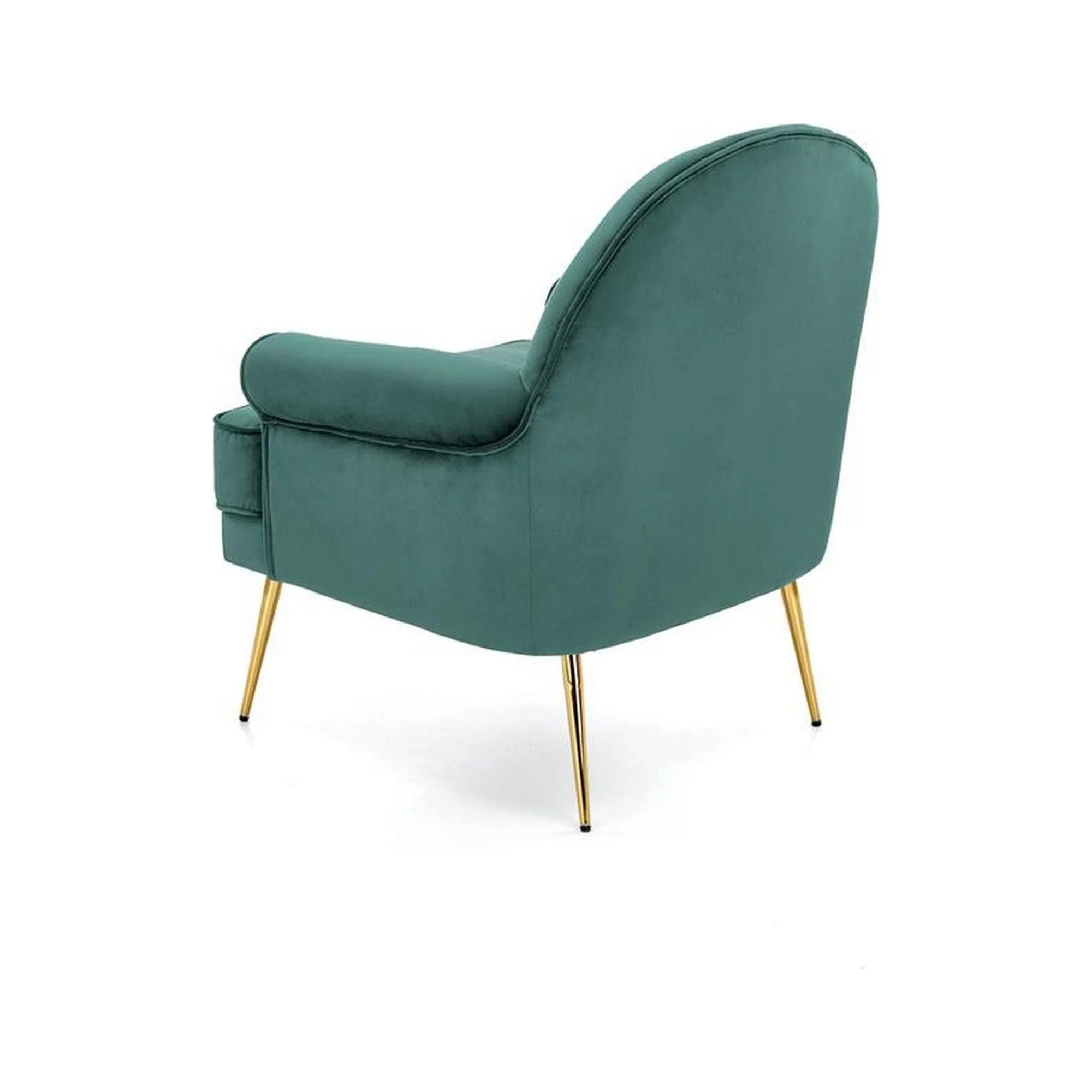 Fotoliu SANTI, verde inchis/auriu, stofa catifelata/otel, 74x74x88 cm