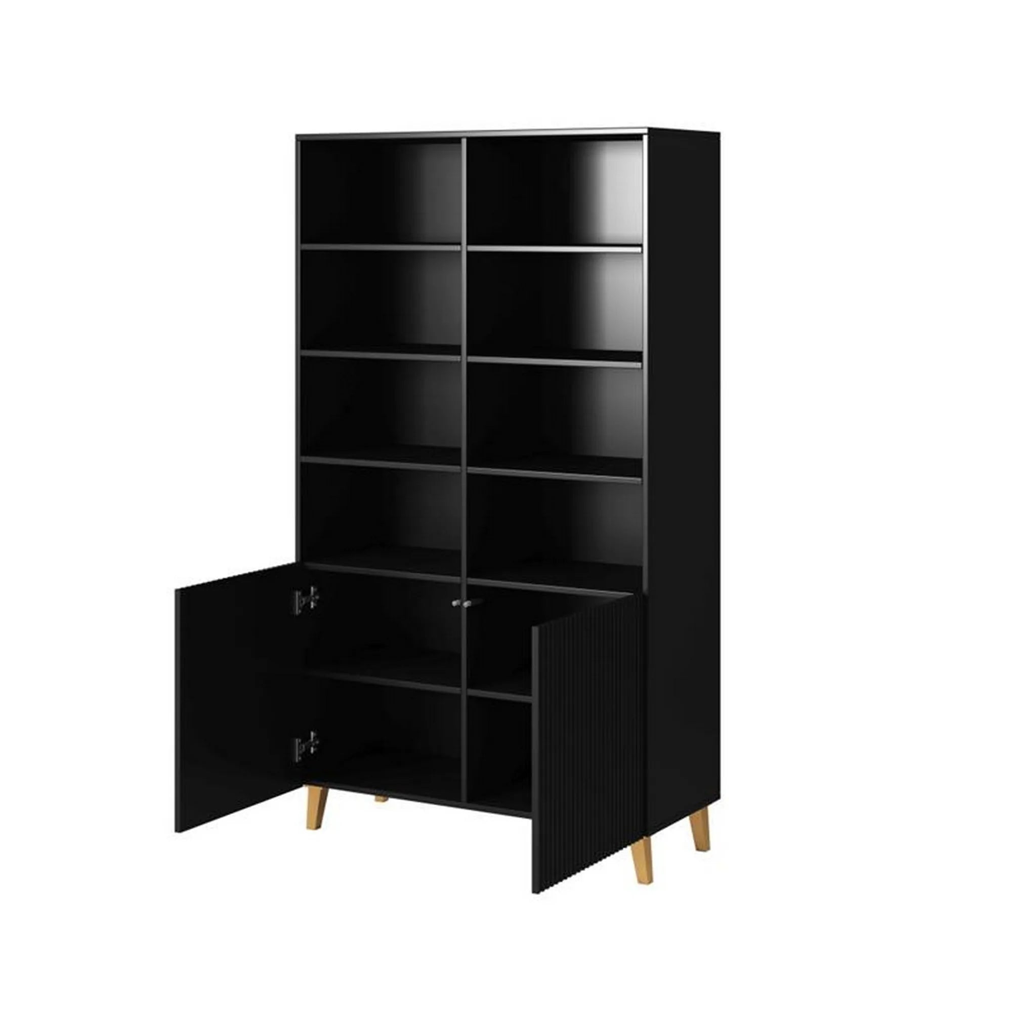 Biblioteca PAFOS, negru, PAL laminat, 101x40x177 cm