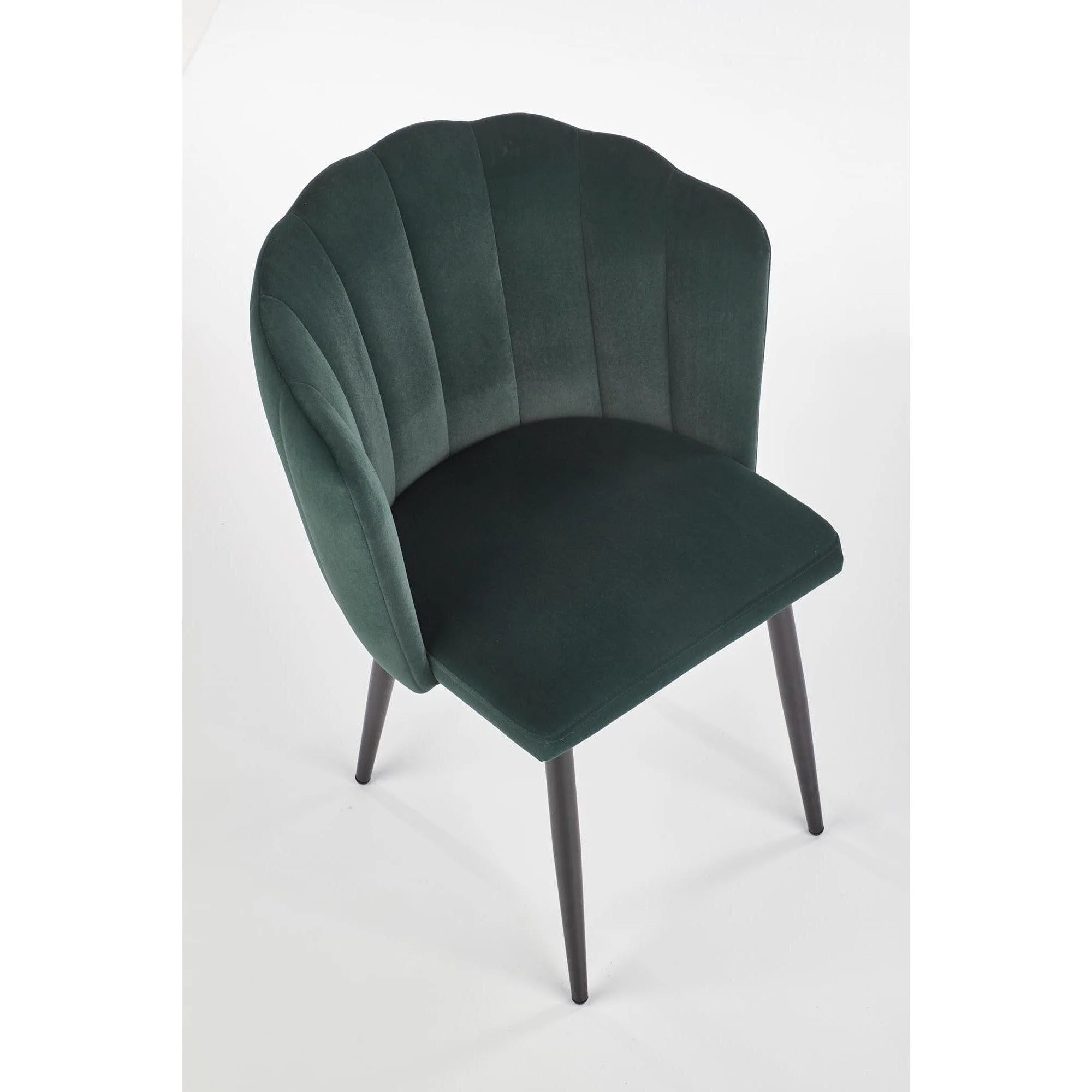 Scaun tapitat K386, verde/negru, stofa catifelata/metal, 60x58x84 cm