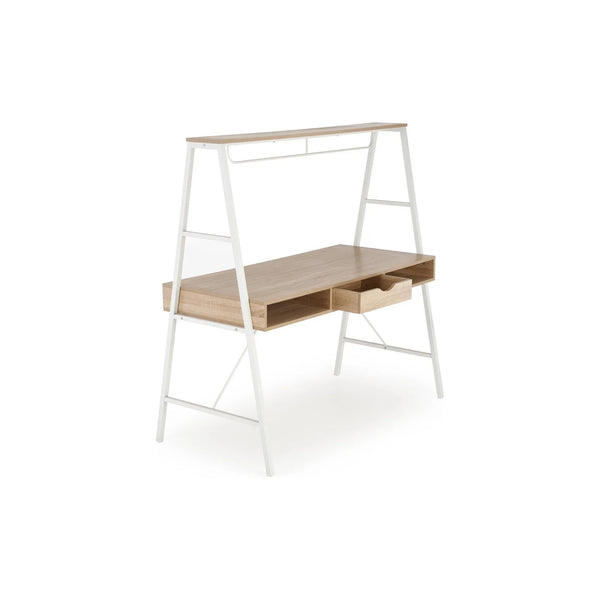 Birou B48, stejar sonoma/alb, furnir melaminat/metal, 139x60x140 cm