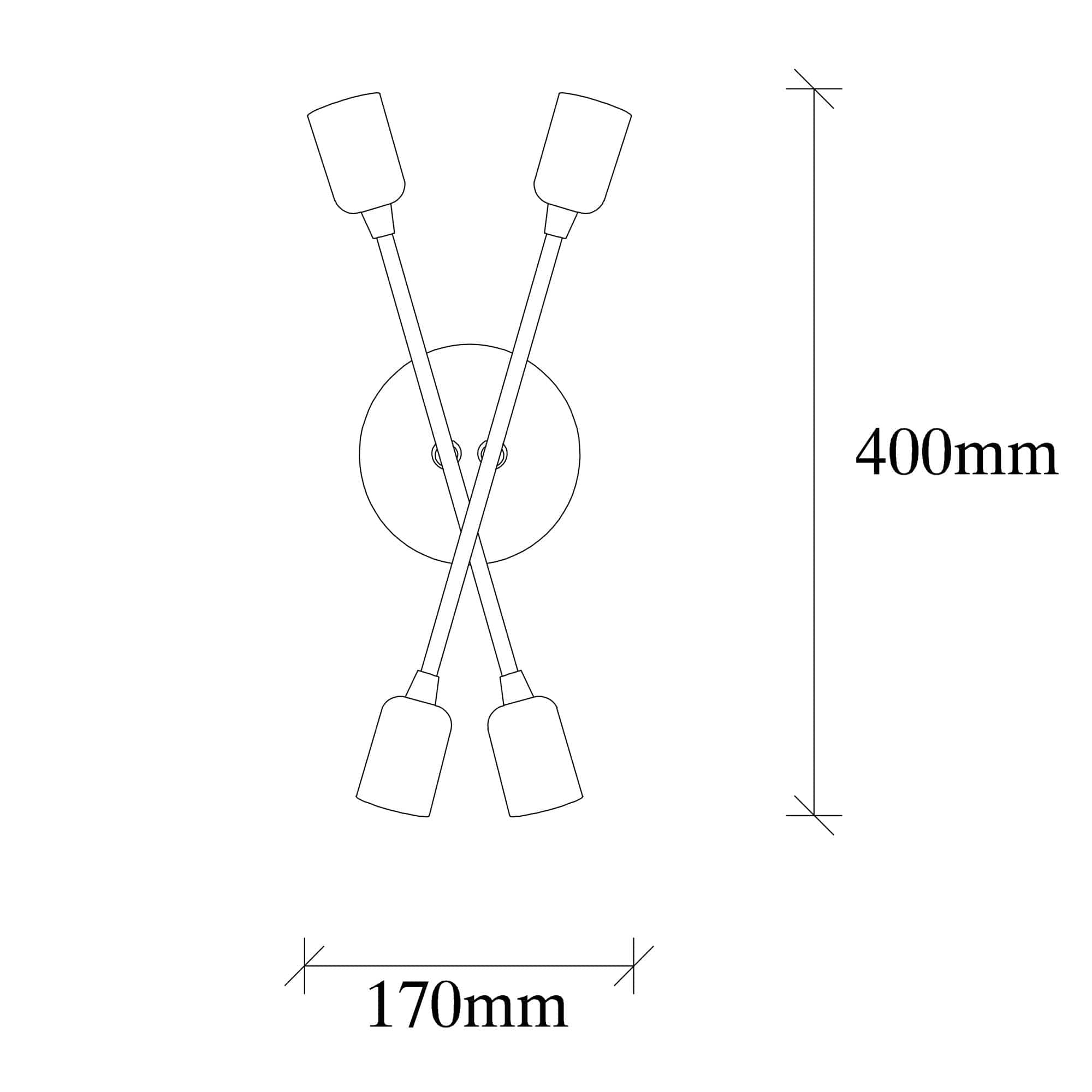 Aplica FLEUR 3401, negru, metal, 17x8x40 cm