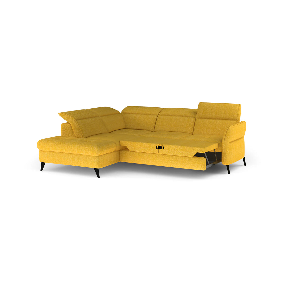 Coltar extensibil APUFA, personalizabil materiale gama Premium, cu lada depozitare si tetiere reglabile, 260x215x95 cm