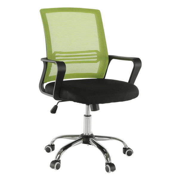 Scaun de birou APOLO, verde/negru, stofa/plasa/metal, 61x54x87/95 cm