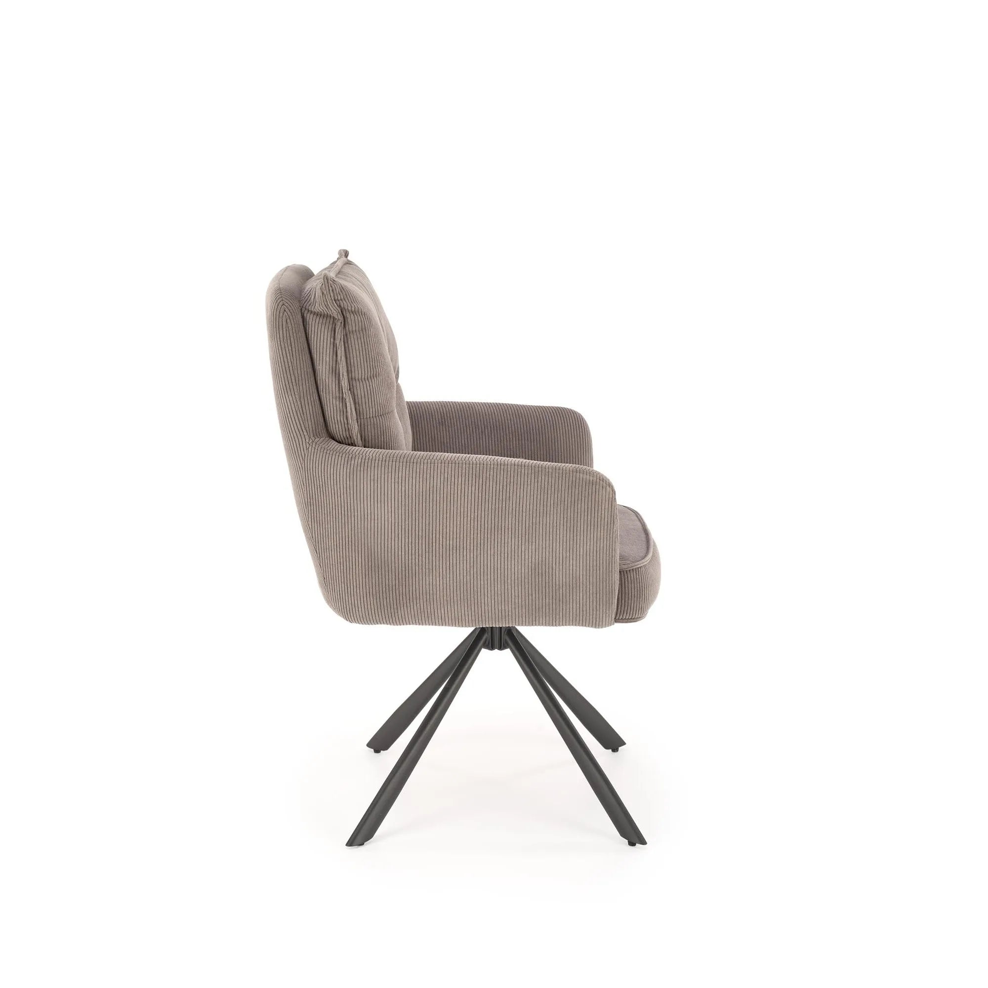 Scaun rotativ K528, gri/negru, stofa catifelata/metal, 60x67x90 cm