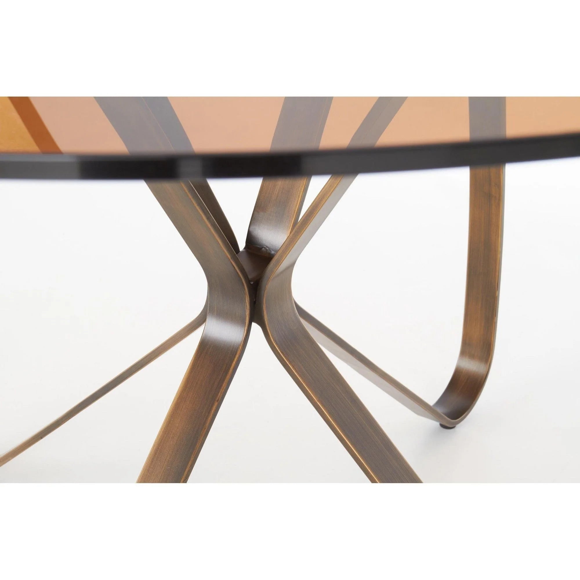 Masa LUNGO, maro/auriu, sticla securizata/metal, 120x120x76 cm