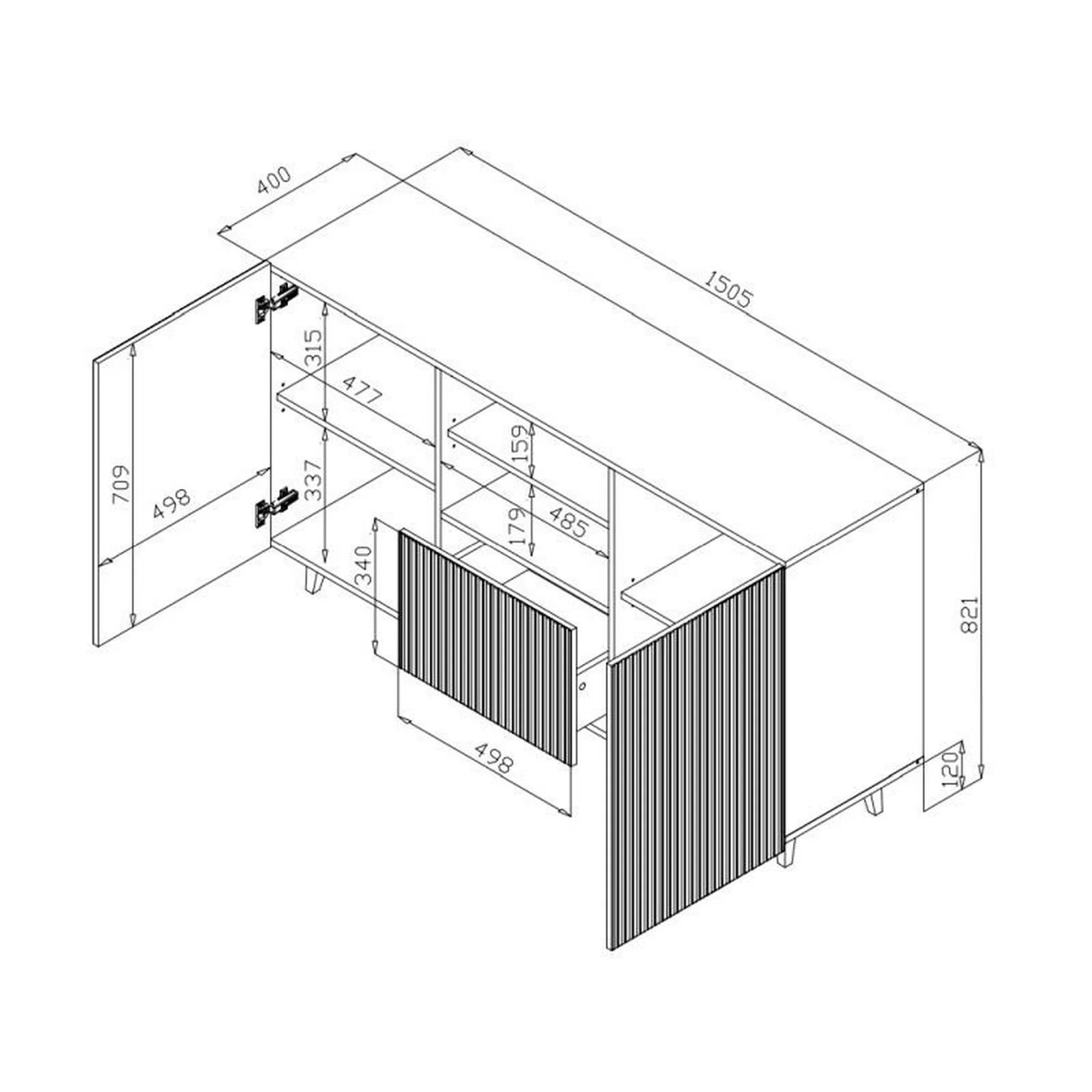 Comoda PAFOS, alb, PAL laminat, 150x40x82 cm