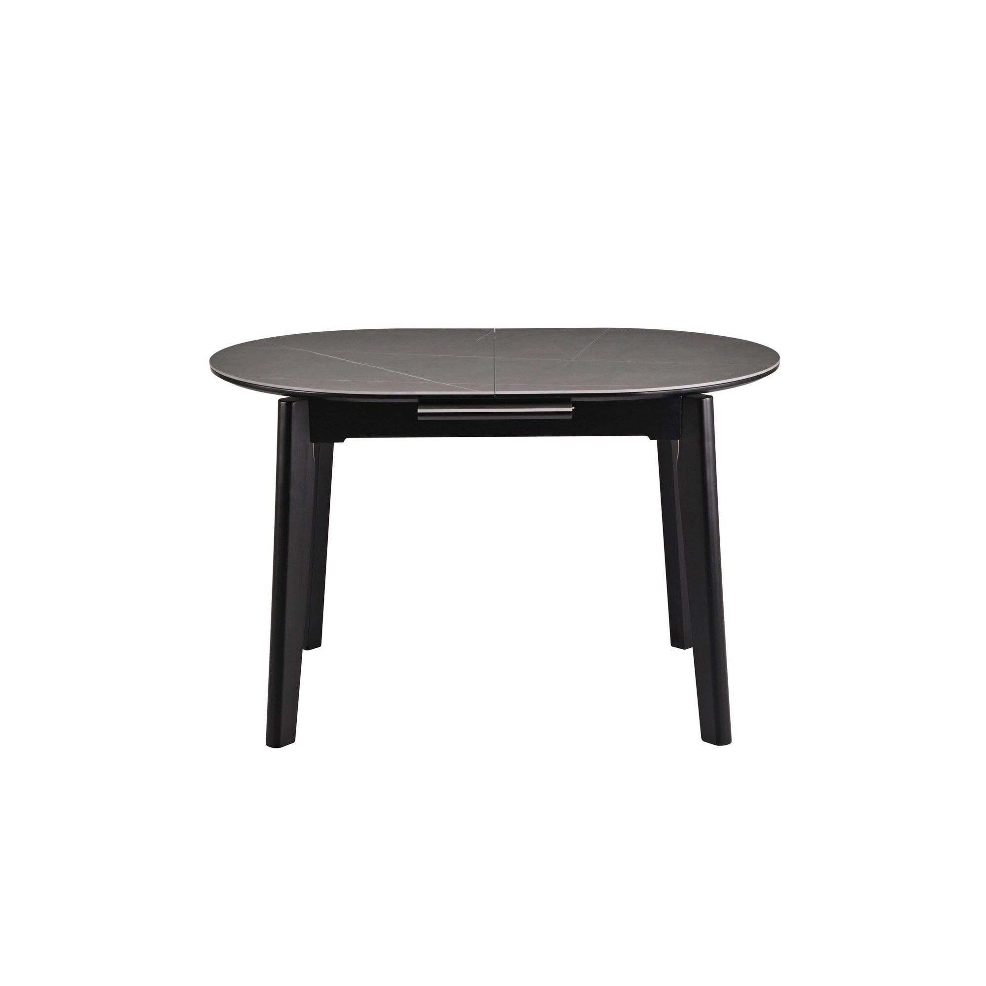 Masa extensibila ARES, gri cu efect de marmura/negru, ceramica/metal, 120/150x85x76 cm