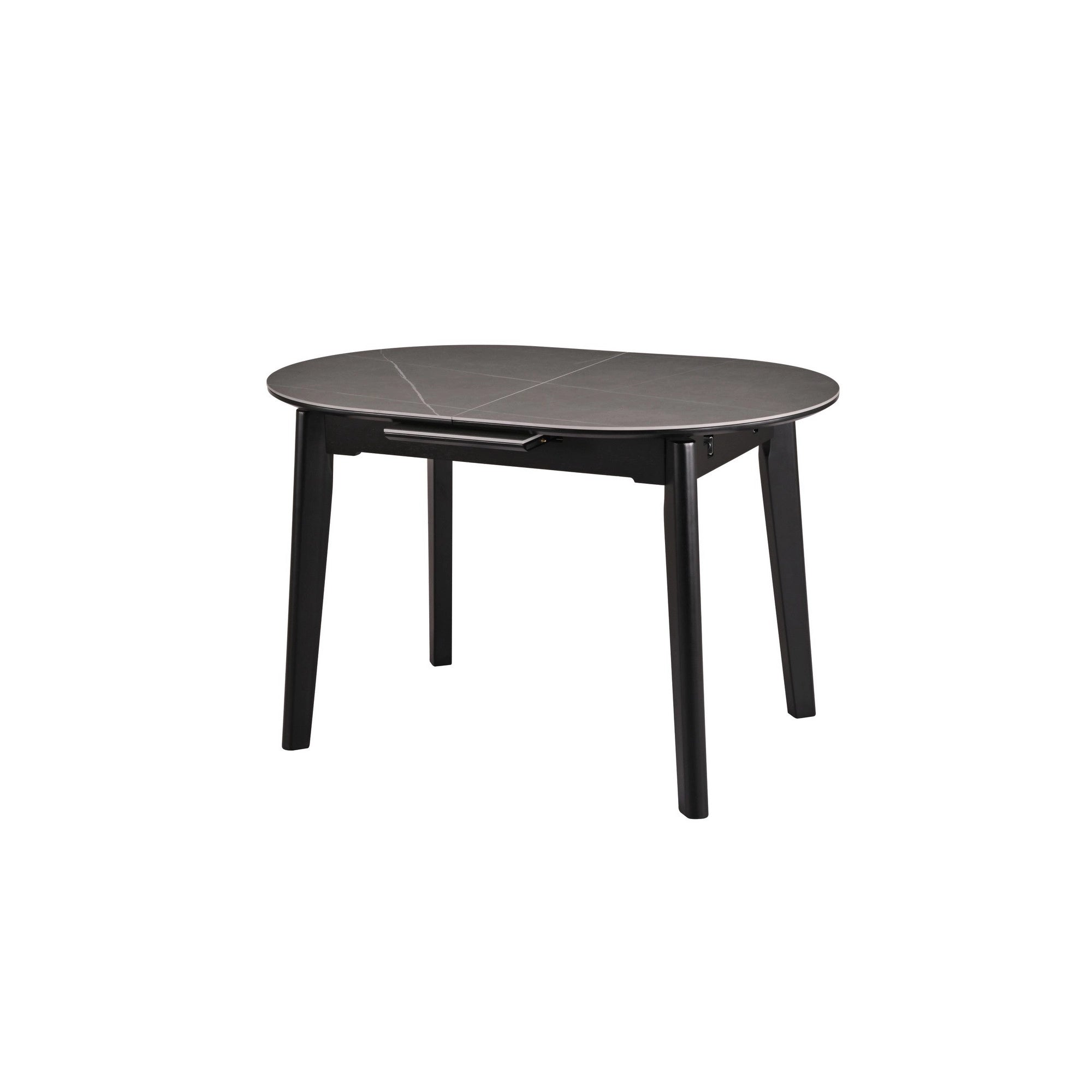 Masa extensibila ARES, gri cu efect de marmura/negru, ceramica/metal, 120/150x85x76 cm