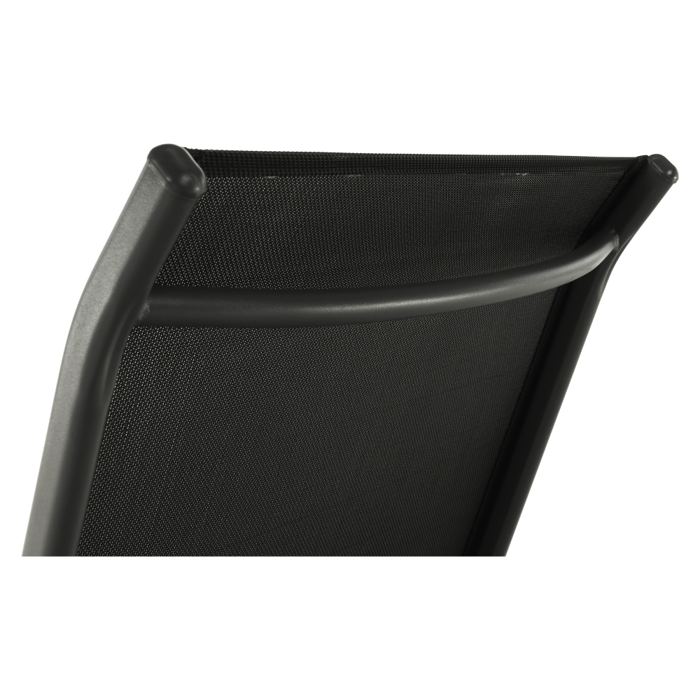 Sezlong gradina ATREO, negru/gri, material textil/metal, 64x161x48/100 cm