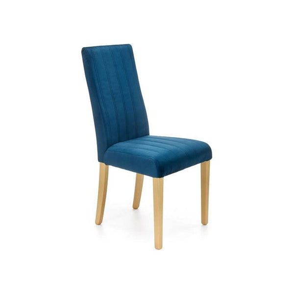 Scaun DIEGO 3, albastru marin/stejar miere, stofa catifelata/lemn de fag, 47x59x99 cm
