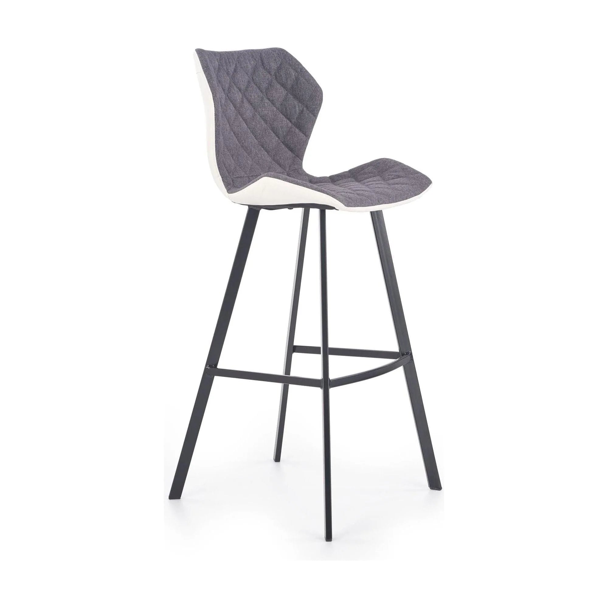 Scaun bar H83, gri/negru, stofa/piele ecologica/metal, 50x48x101 cm