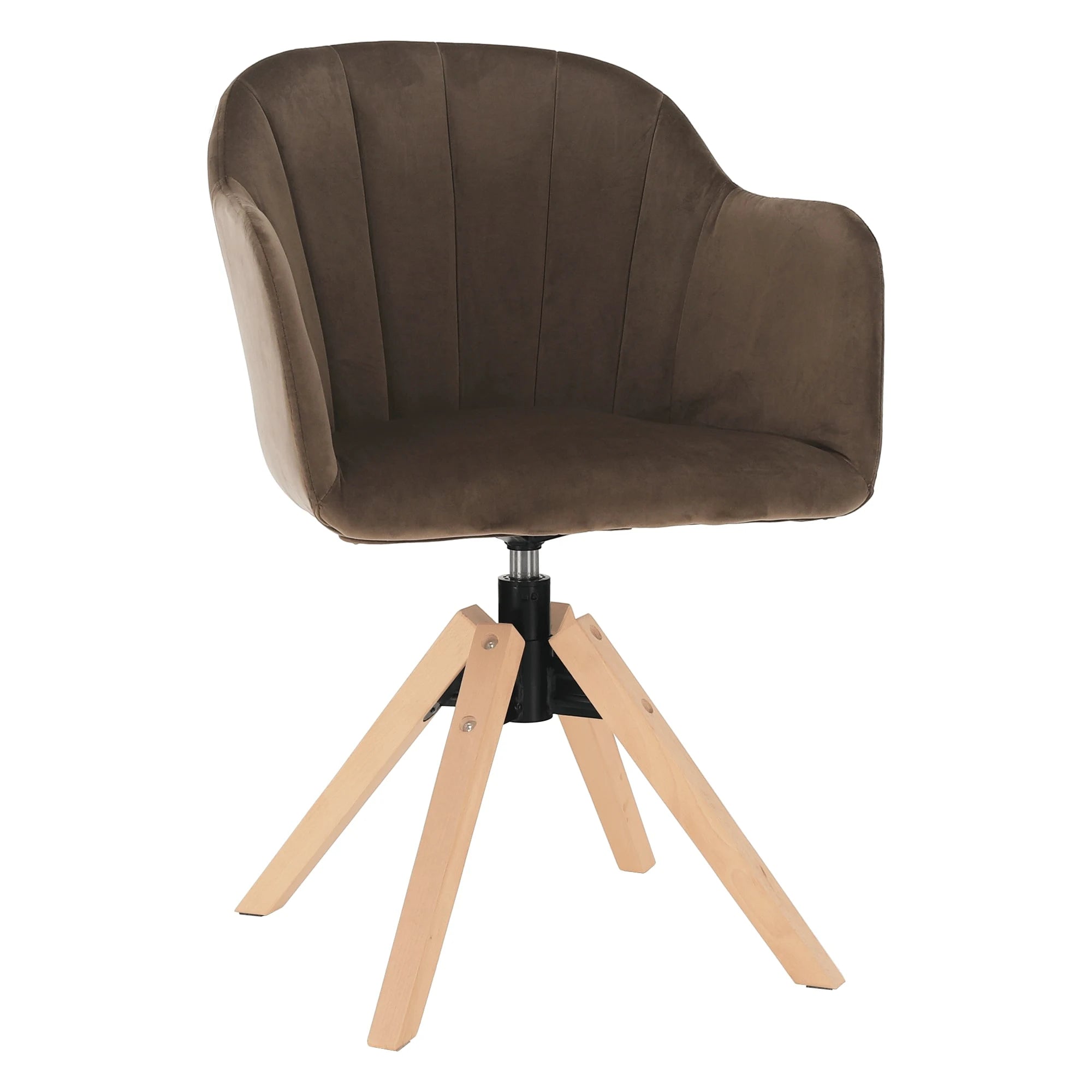 Scaun rotativ DALIO, maro/fag, stofa catifelata/lemn, 58x62x83 cm