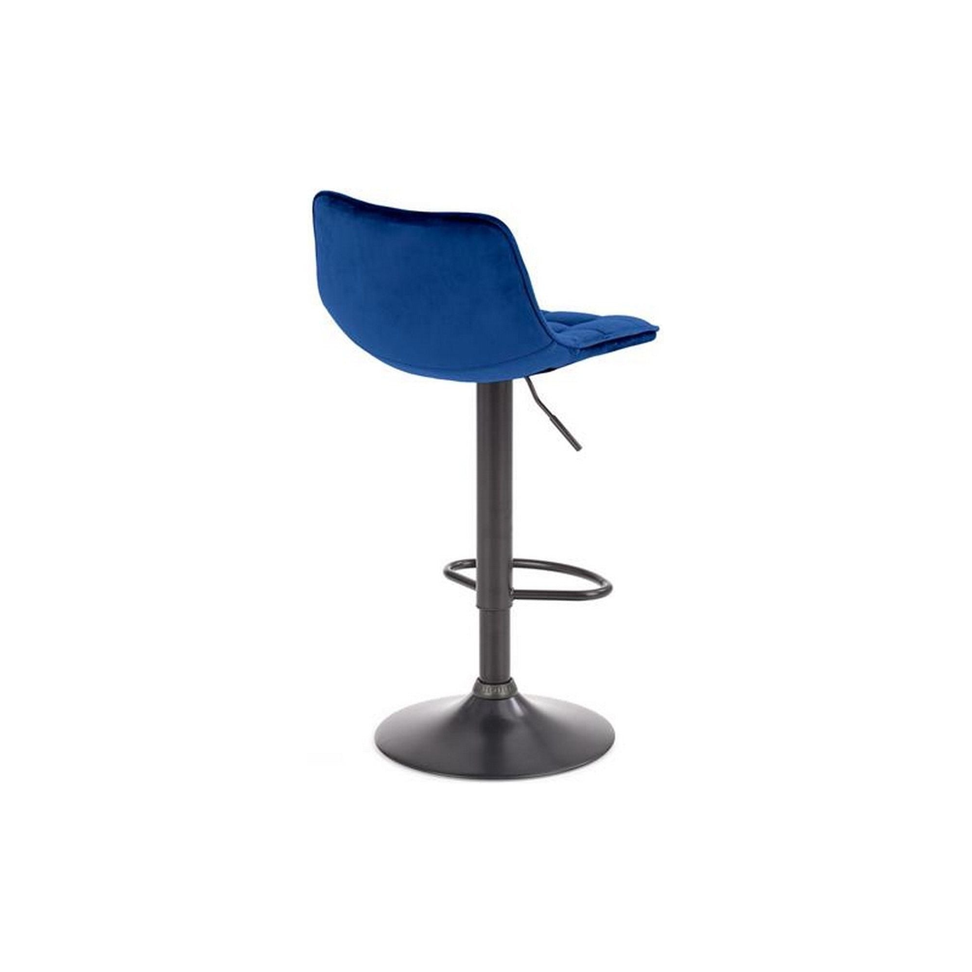 Scaun bar H95, albastru/negru, stofa catifelata/otel, 43x44x84/106 cm