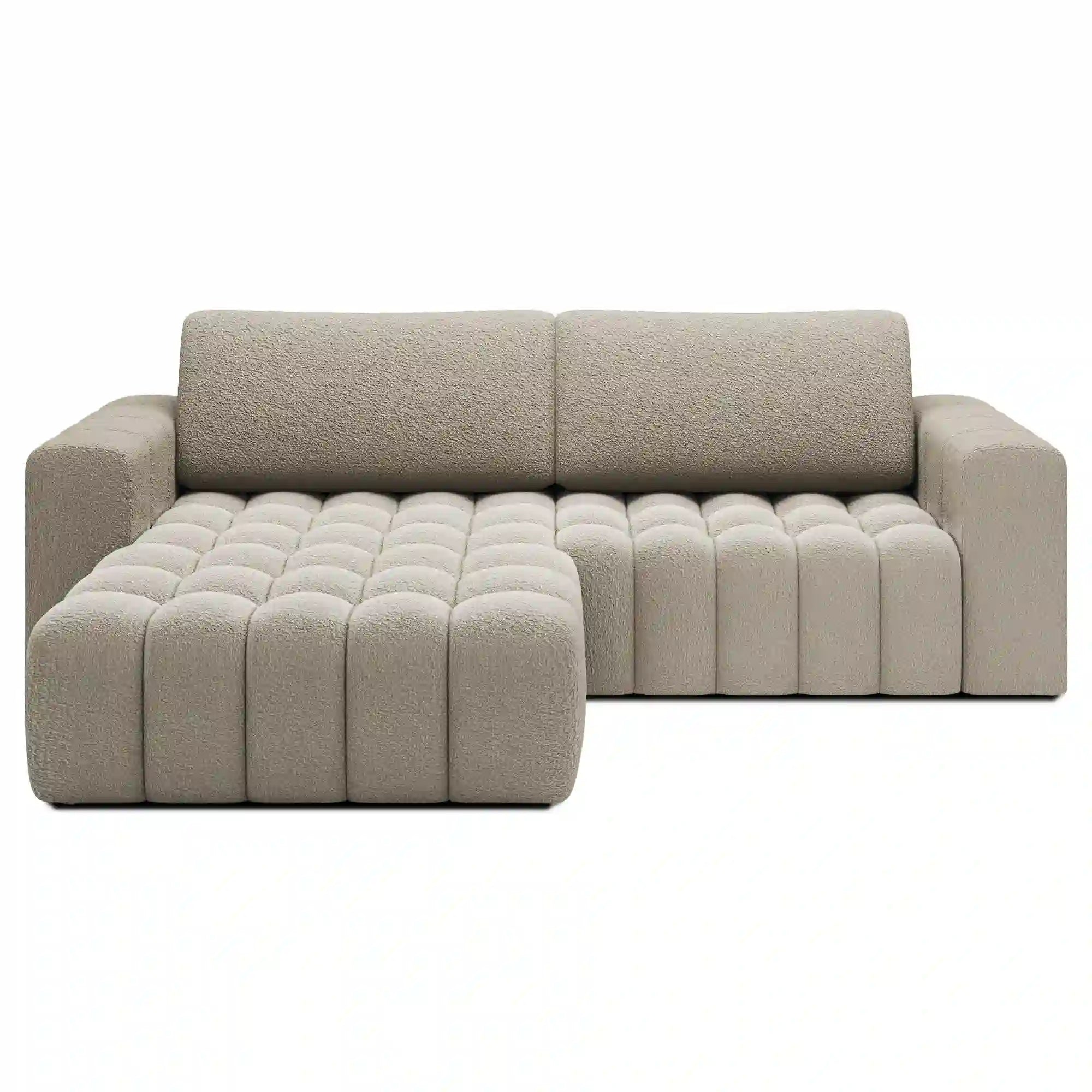 Coltar extensibil BONETT, sezlong stanga, stofa bej - Royal 20, cu lada de depozitare, 250x175x92 cm