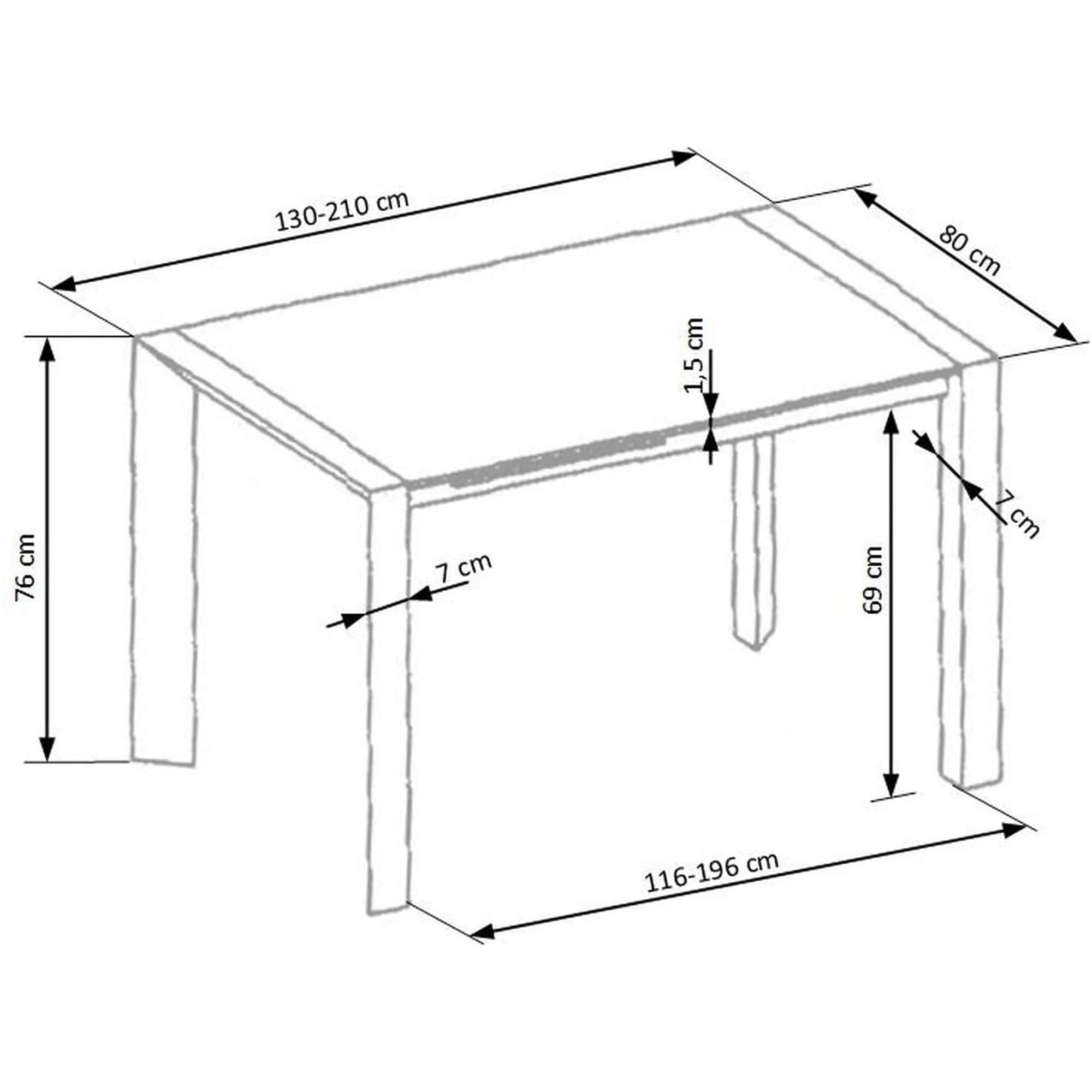Masa extensibila STANFORD, alb, 130/210x80x76 cm