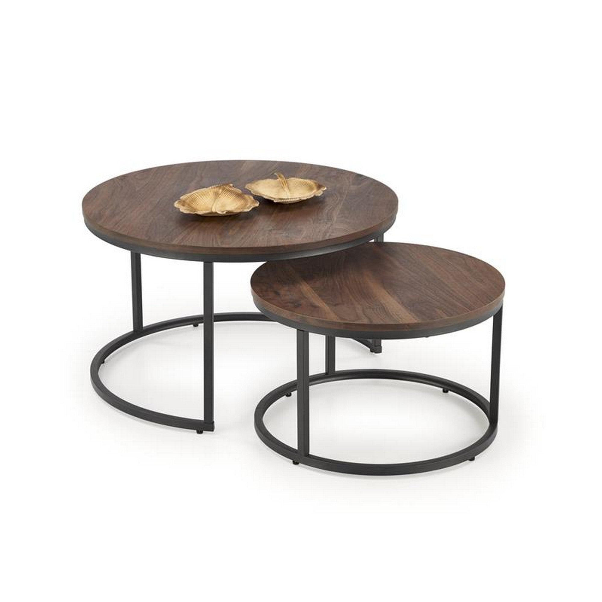 Set 2 masute cafea JAVA, nuc/negru