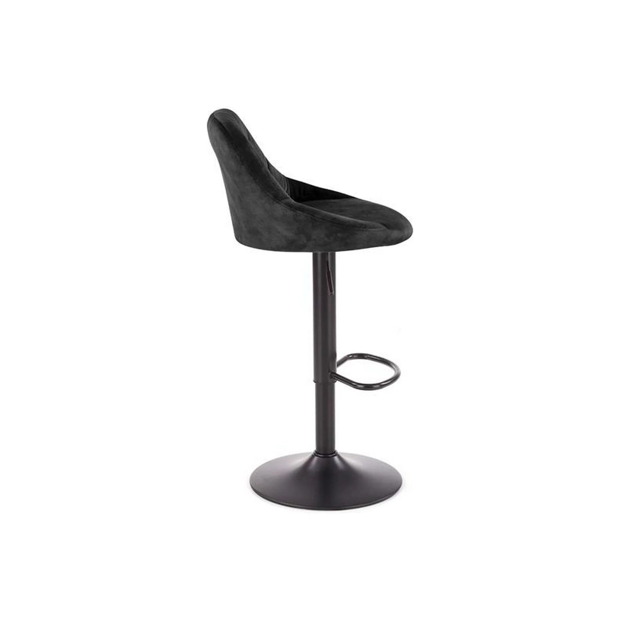 Scaun bar H101, negru, stofa catifelata/otel, 47x45x84/106 cm