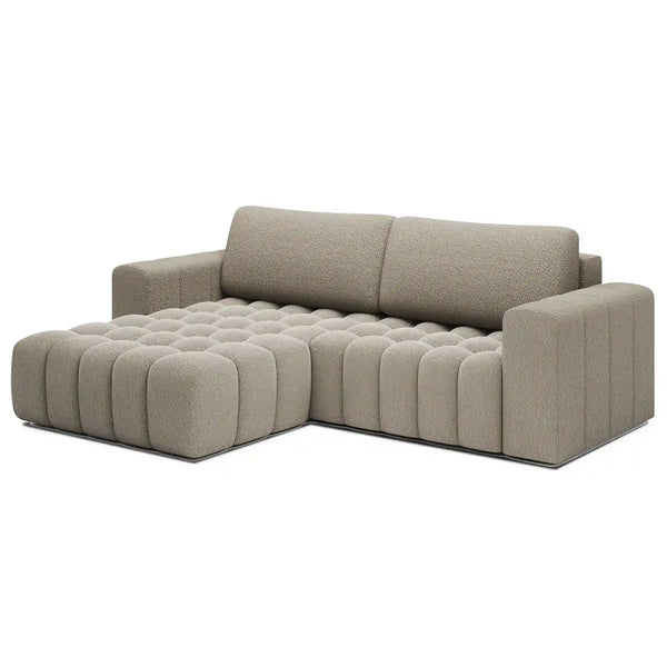Coltar extensibil BONETT, sezlong stanga, stofa bej - Royal 20, cu lada de depozitare, 250x175x92 cm