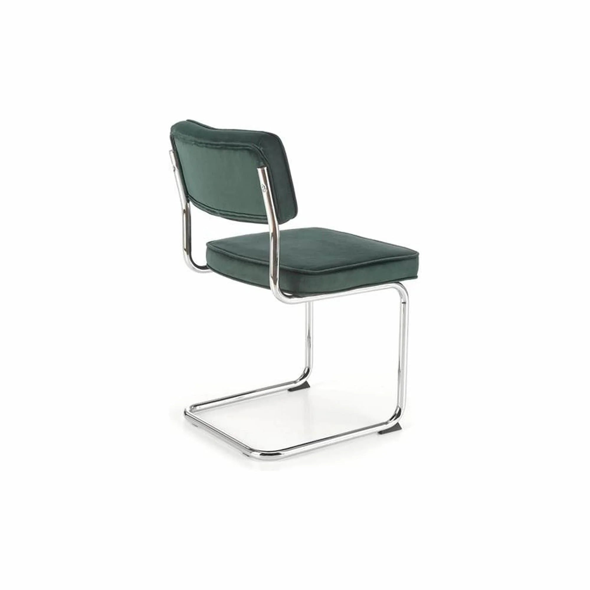 Scaun tapitat K510, verde inchis, stofa catifelata/otel cromat, 49x55x85 cm