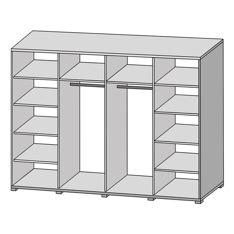 Set dormitor BAFRA, stejar artisan/negru, PAL laminat, cu pat 160x200, dulap cu 4 usi si 2 noptiere