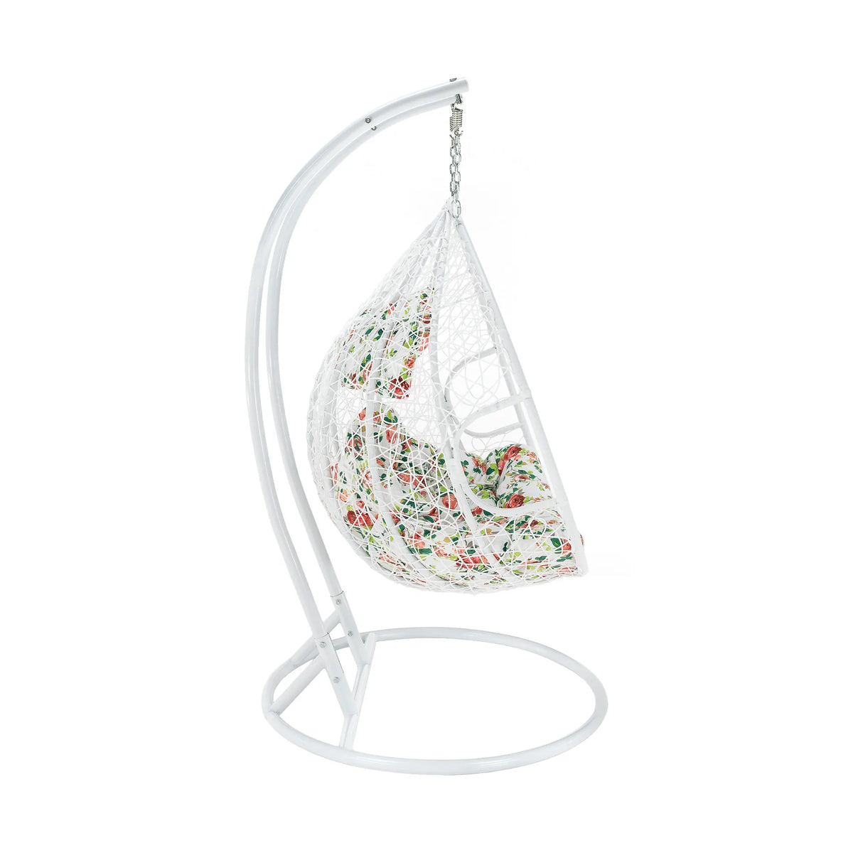 Balansoar gradina DALVEA 2 NEW, alb, rattan sintetic/metal, 133x117x195 cm