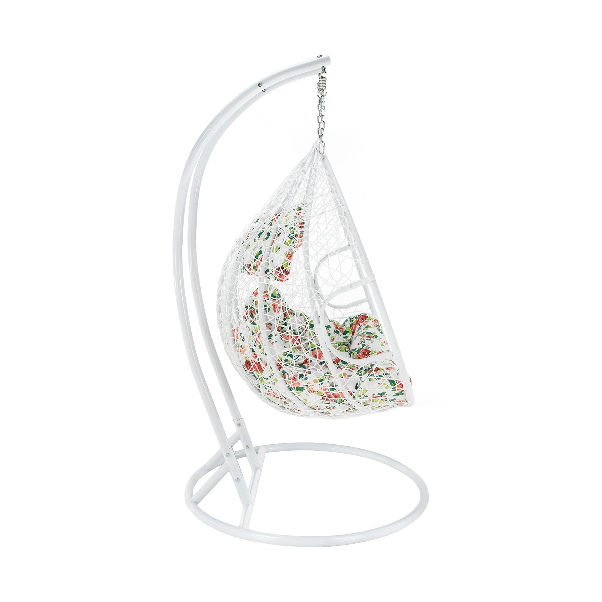 Balansoar gradina DALVEA 2 NEW, alb, rattan sintetic/metal, 133x117x195 cm