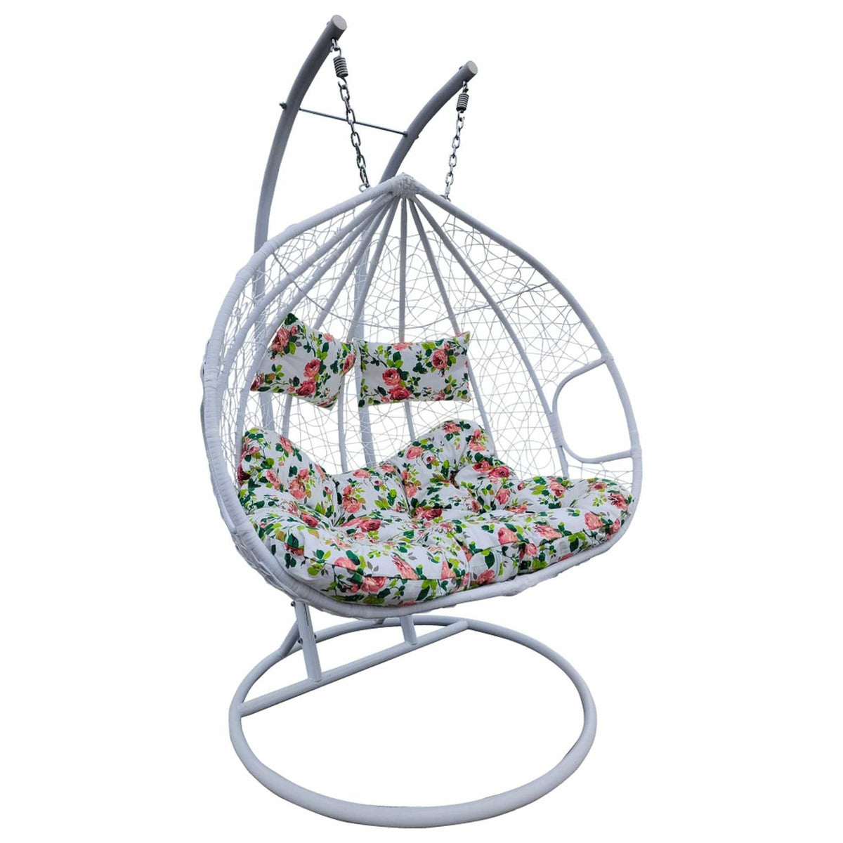 Balansoar gradina DALVEA 2 NEW, alb, rattan sintetic/metal, 133x117x195 cm