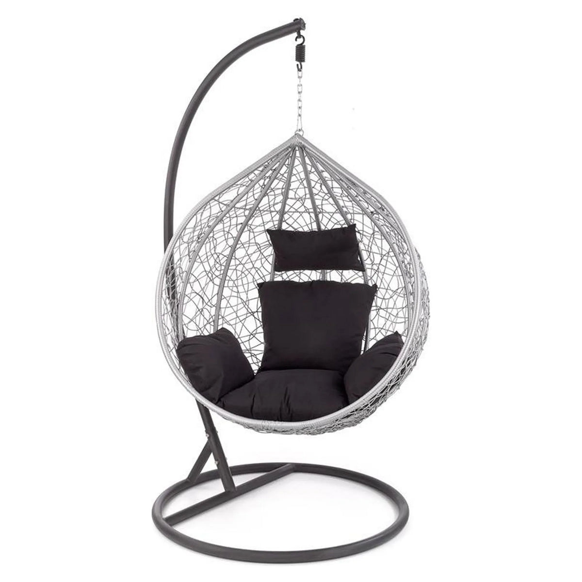Balansoar gradina EGGY, gri/negru, rattan sintetic/stofa, 106x106x195 cm