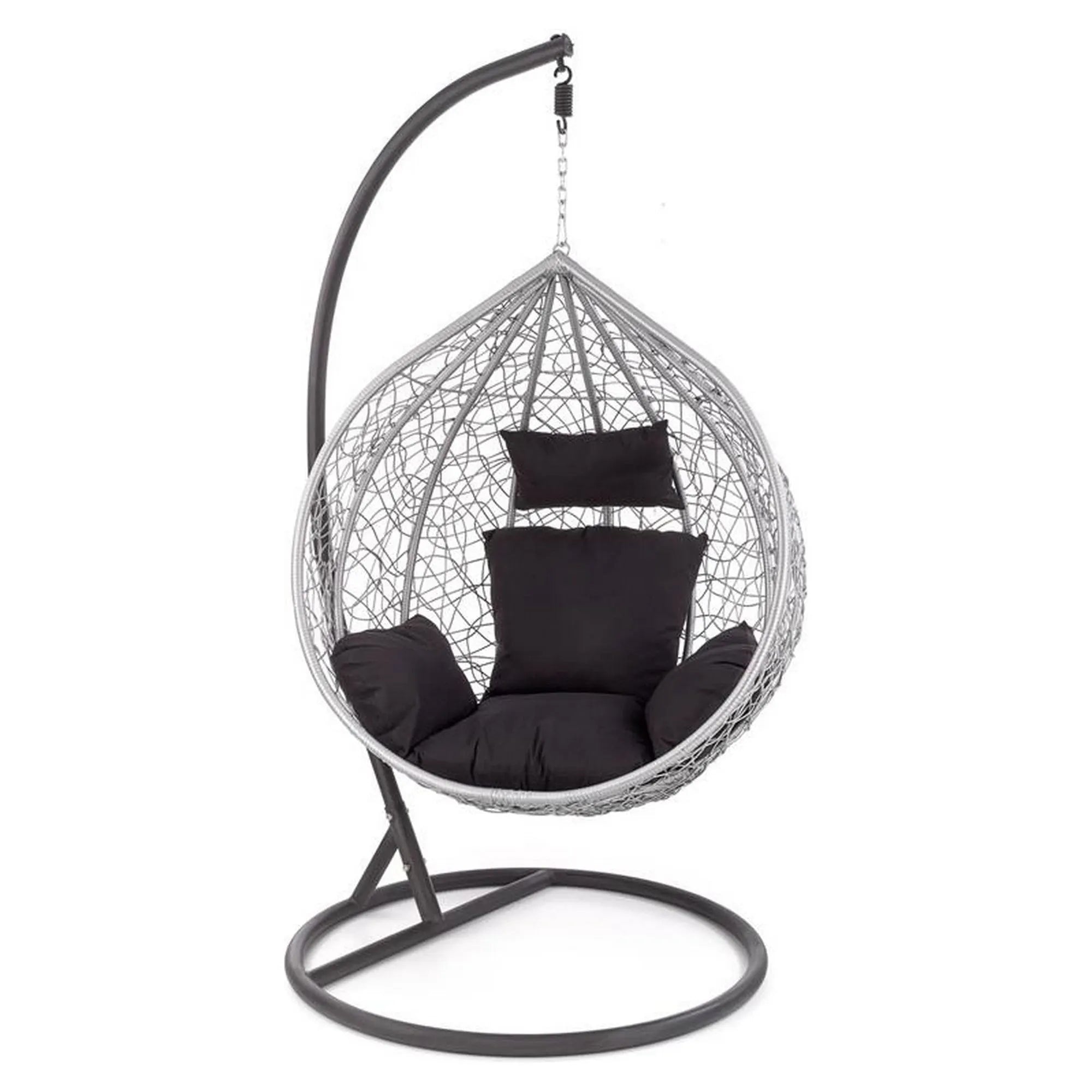 Balansoar gradina EGGY, gri/negru, rattan sintetic/stofa, 106x106x195 cm