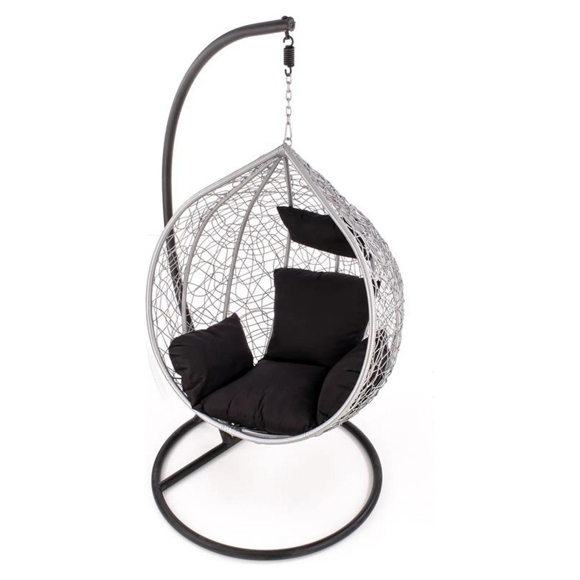 Balansoar gradina EGGY, gri/negru, rattan sintetic/stofa, 106x106x195 cm