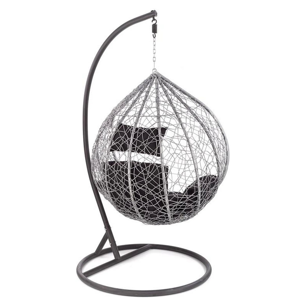 Balansoar gradina EGGY, gri/negru, rattan sintetic/stofa, 106x106x195 cm