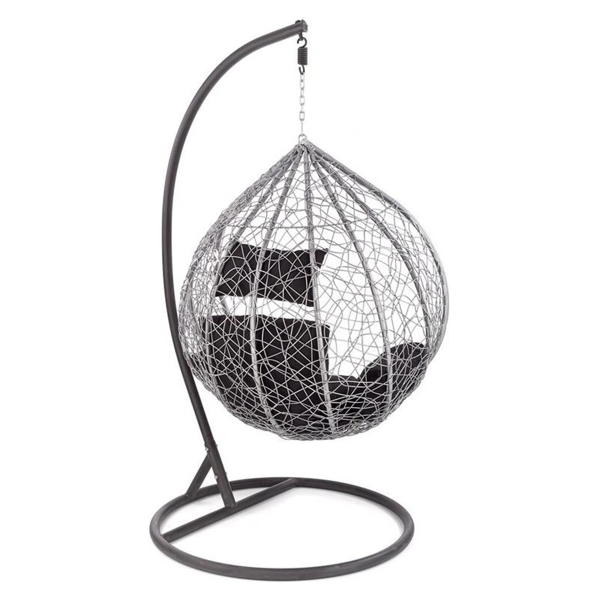 Balansoar gradina EGGY, gri/negru, rattan sintetic/stofa, 106x106x195 cm