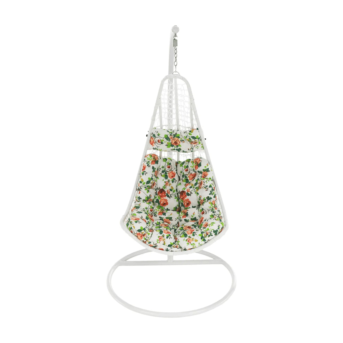 Balansoar gradina KALEA 2 NEW, alb/multicolor, metal/stofa clasica, 105x105x195 cm