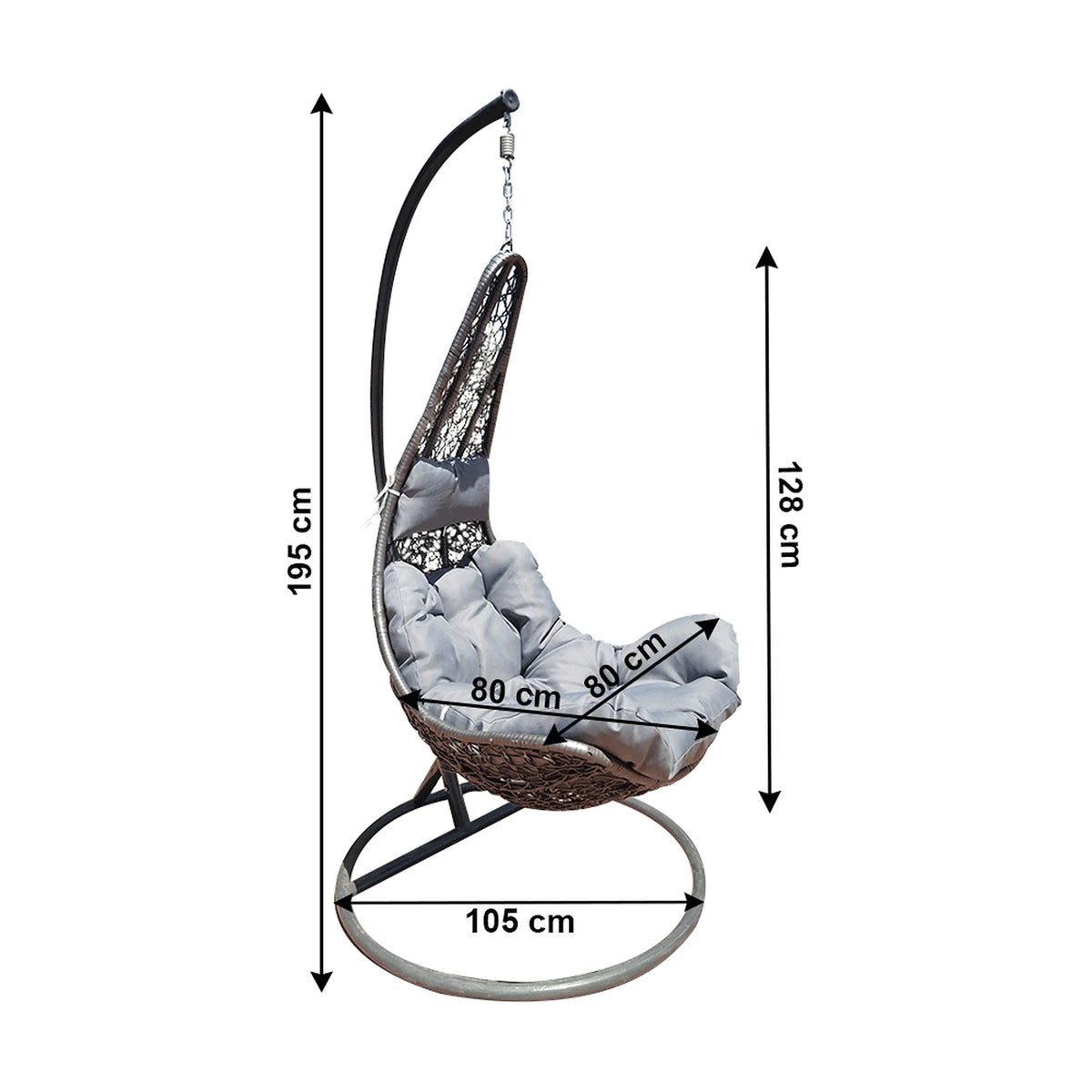 Balansoar gradina KALEA 2 NEW, gri, metal/stofa clasica, 105x105x195 cm