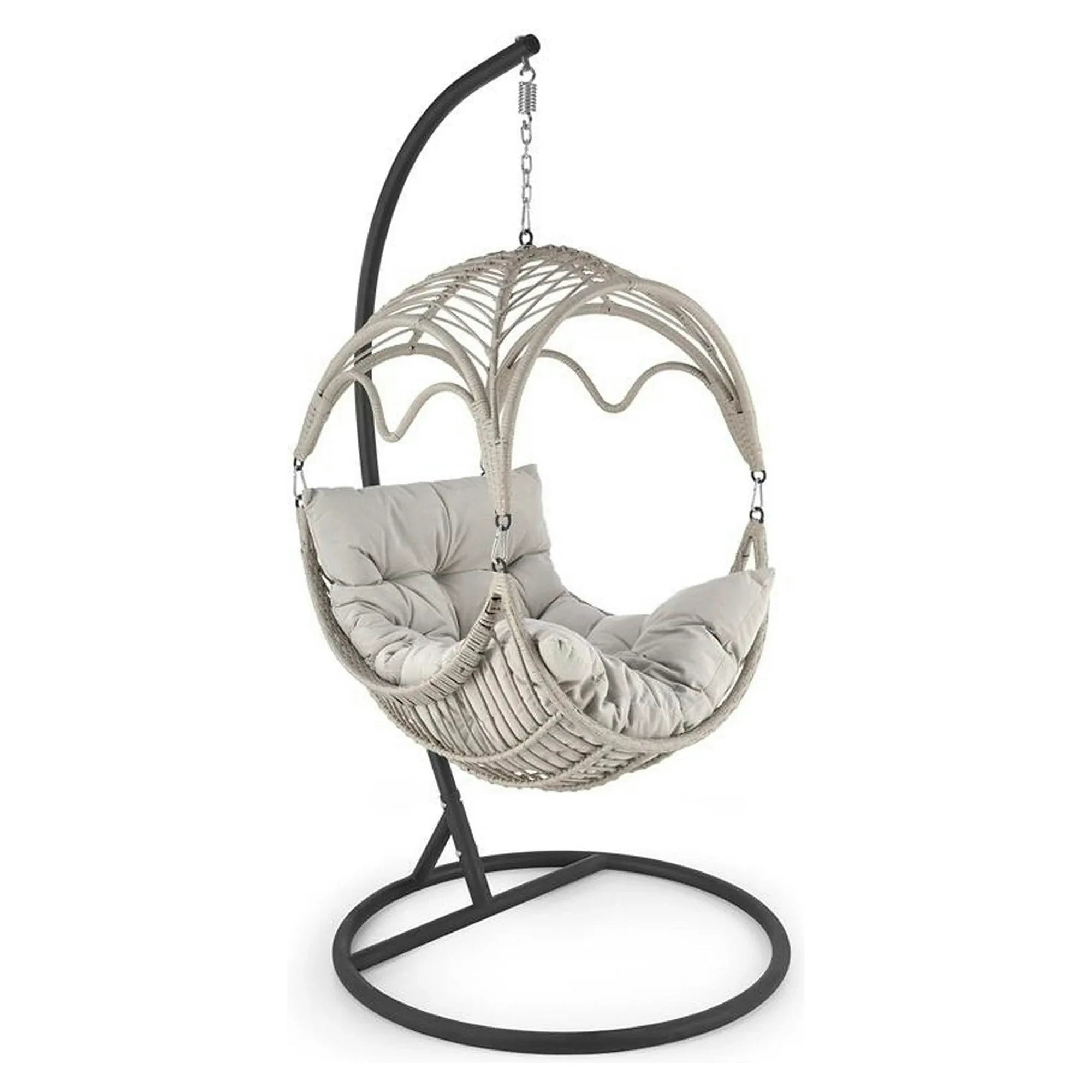 Balansoar gradina RASMUS, negru/bej, ratan sintetic, 85x60x202 cm