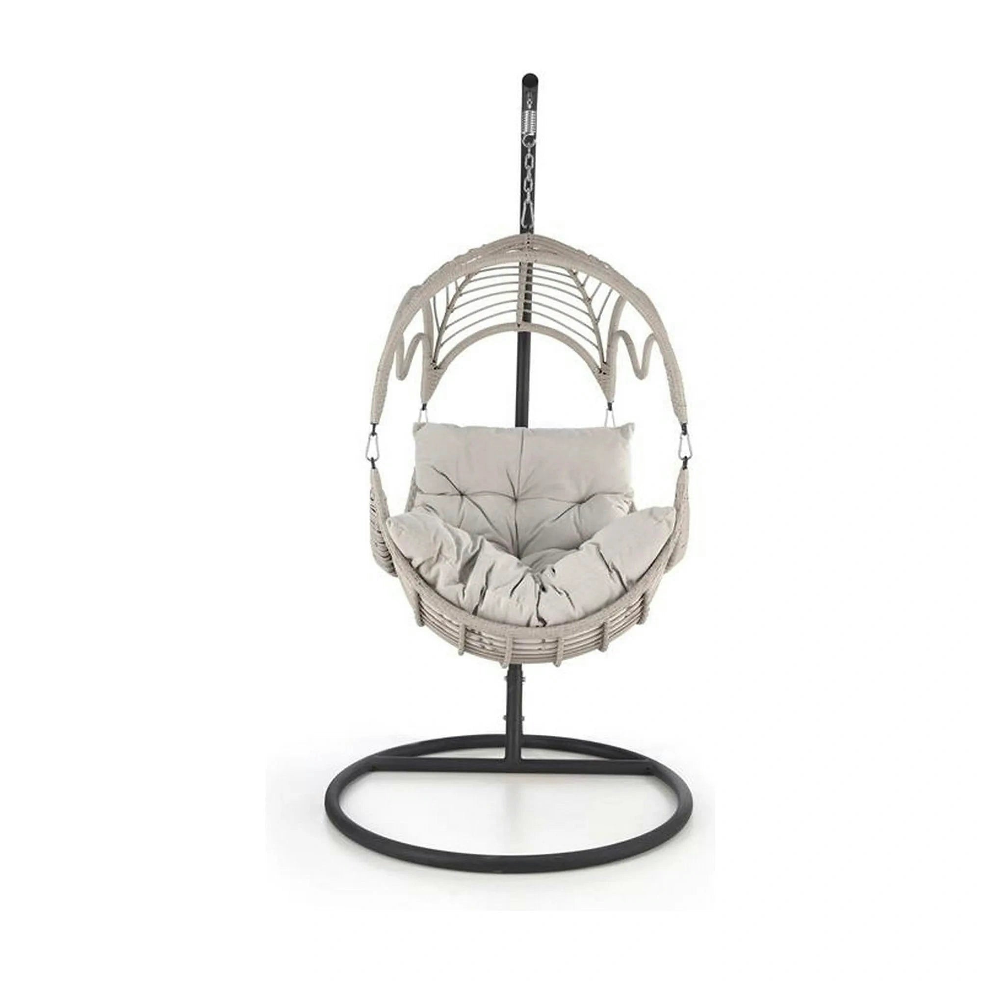 Balansoar gradina RASMUS, negru/bej, ratan sintetic, 85x60x202 cm
