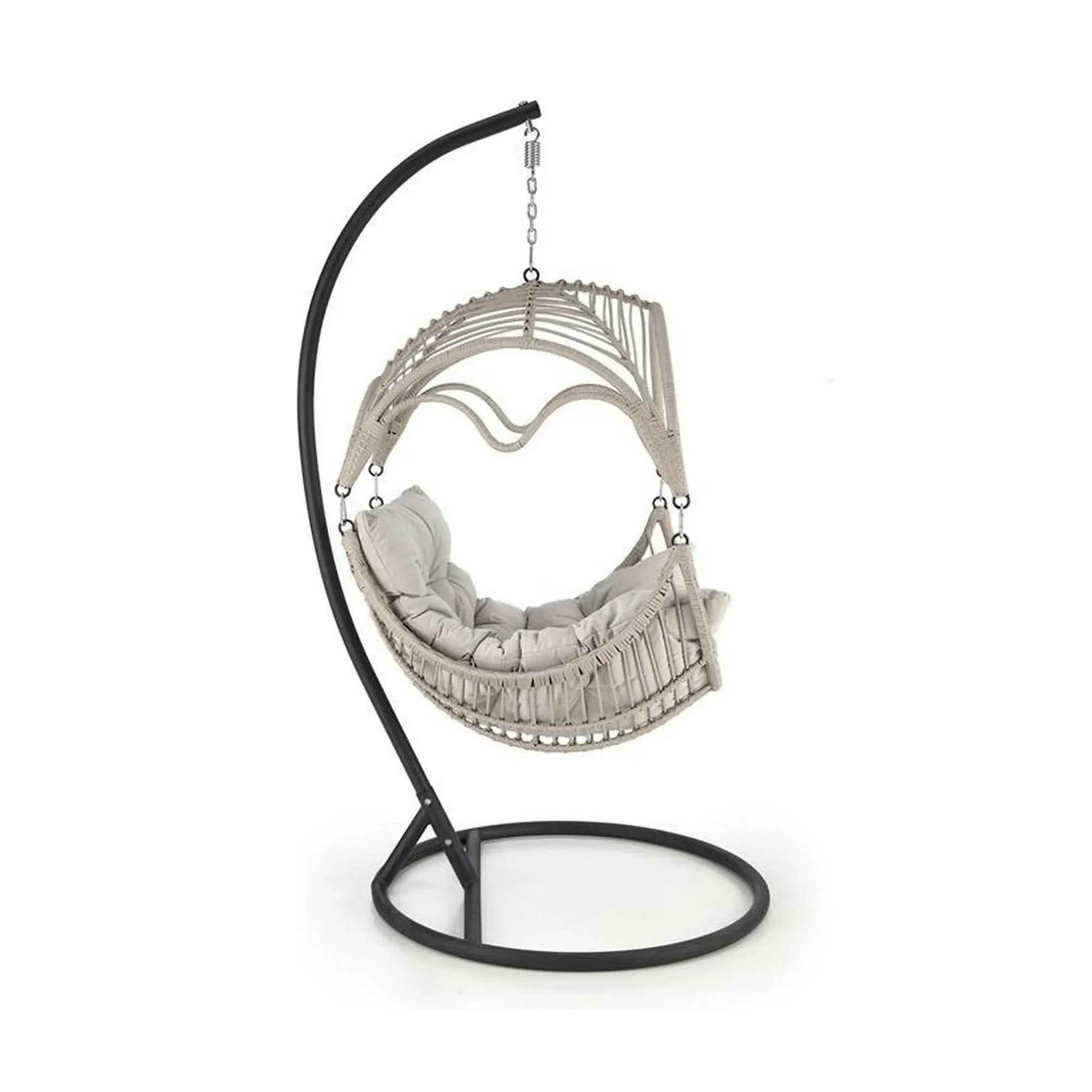 Balansoar gradina RASMUS, negru/bej, ratan sintetic, 85x60x202 cm
