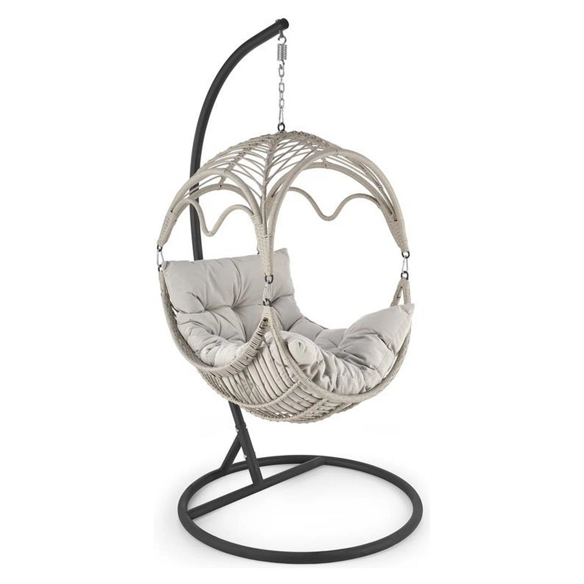 Balansoar gradina RASMUS, negru/bej, ratan sintetic, 85x60x202 cm