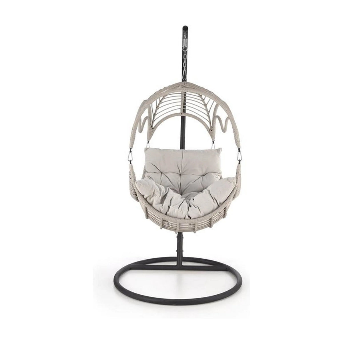 Balansoar gradina RASMUS, negru/bej, ratan sintetic, 85x60x202 cm