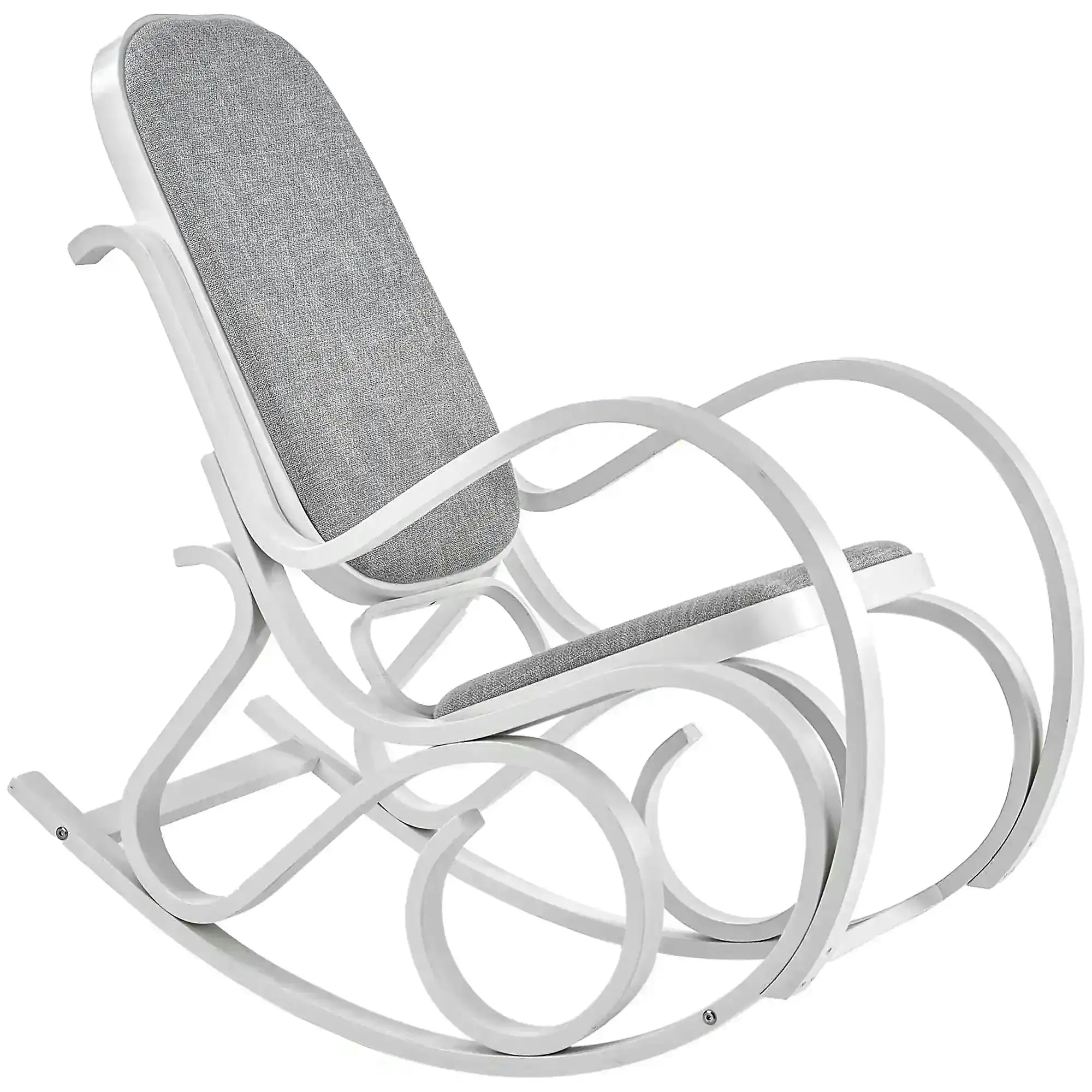 Balansoar MAX BIS PLUS, lemn curbat/stofa clasica gri/alb, 52x90x95 cm