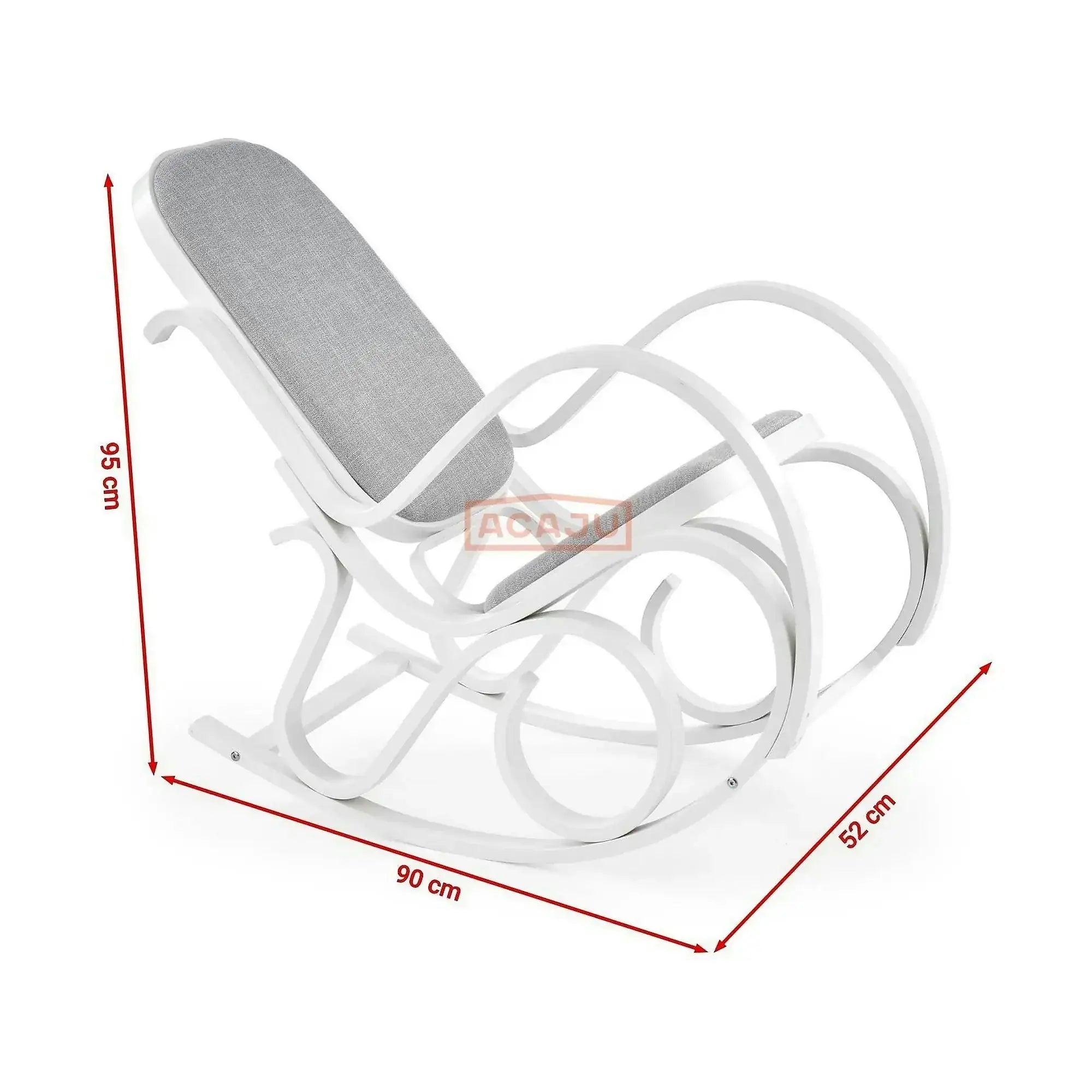 Balansoar MAX BIS PLUS, lemn curbat/stofa clasica gri/alb, 52x90x95 cm
