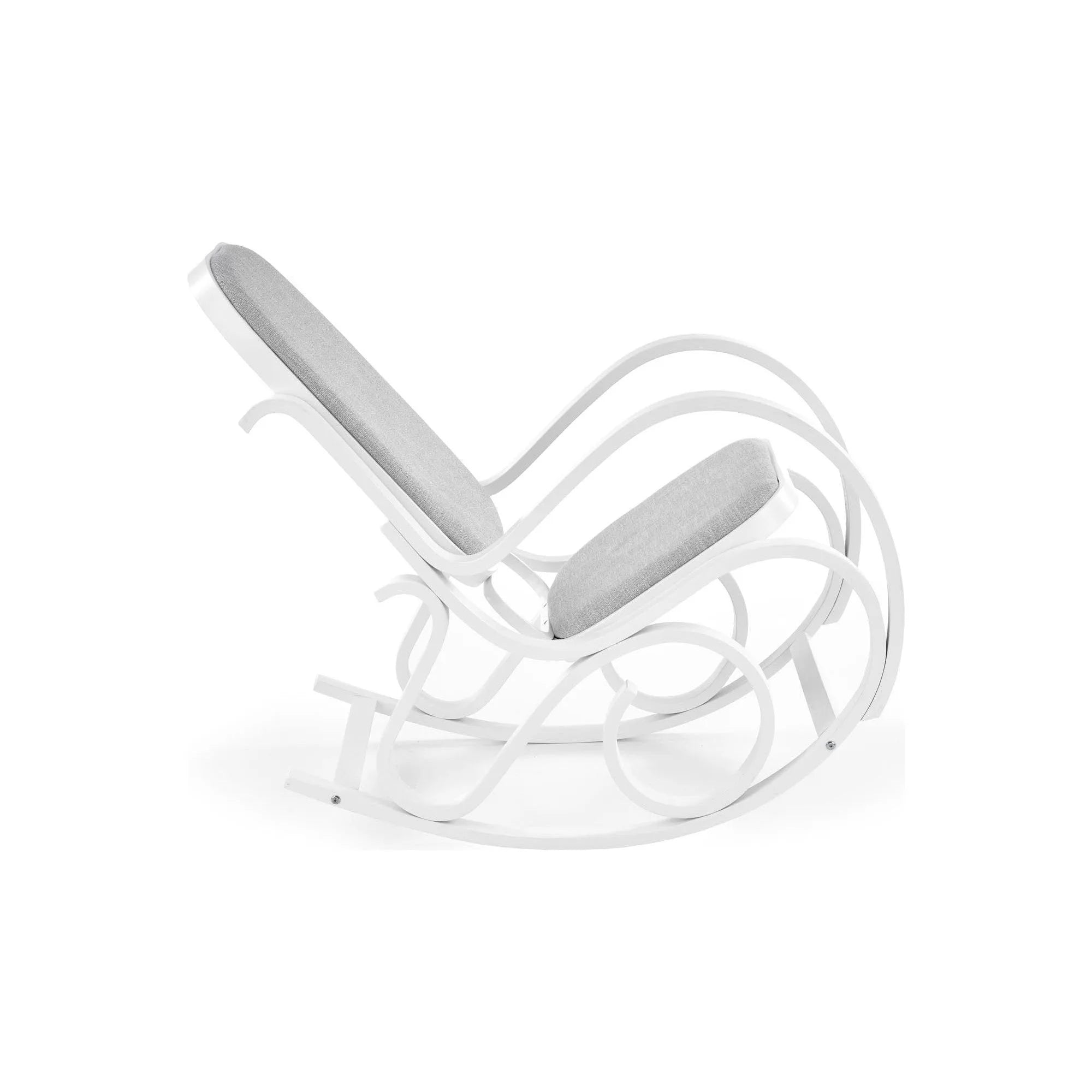 Balansoar MAX BIS PLUS, lemn curbat/stofa clasica gri/alb, 52x90x95 cm