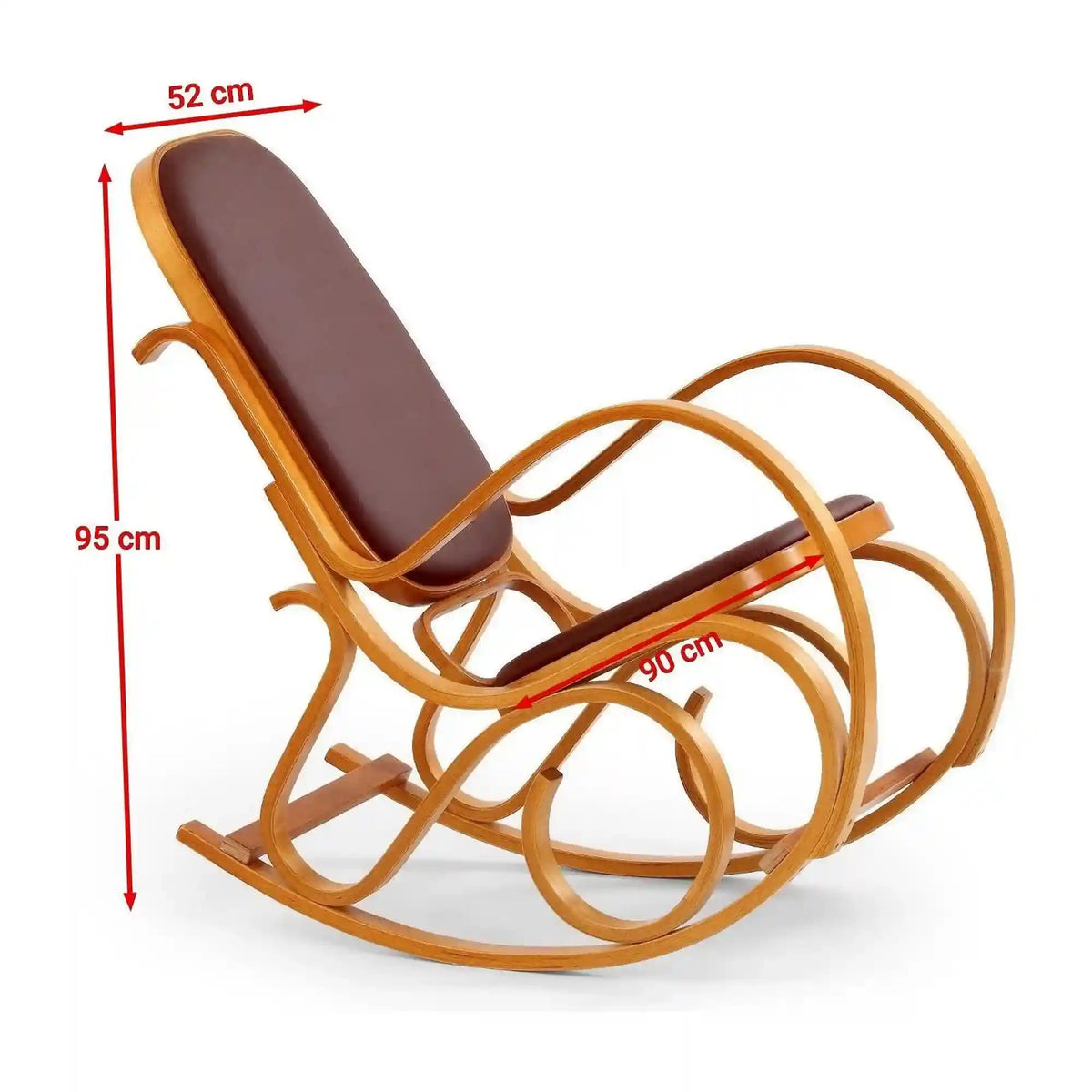 Balansoar MAX BIS PLUS, maro inchis/stejar auriu, piele ecologica/lemn indoit, 52x90x95 cm