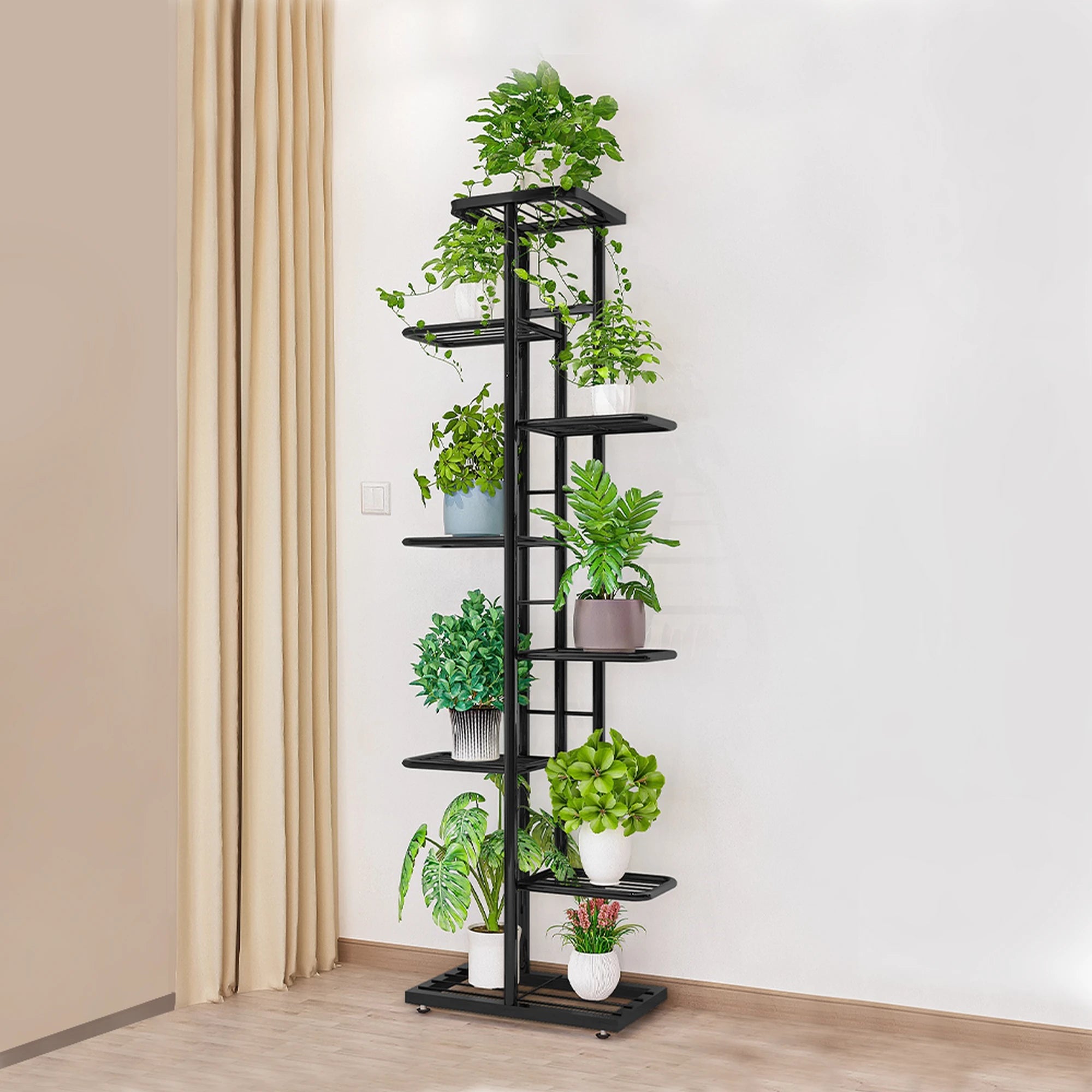 Suport ghivece flori BAMIR TIP 4, gri, metal, 44x22x141 cm