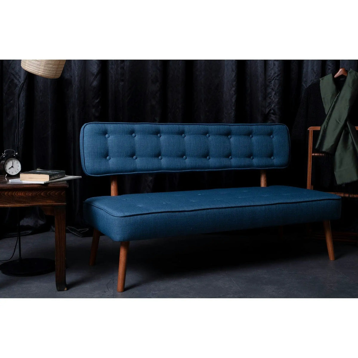 Banca 558ZEN1245, albastru, lemn/poliester, 140x64x78 cm