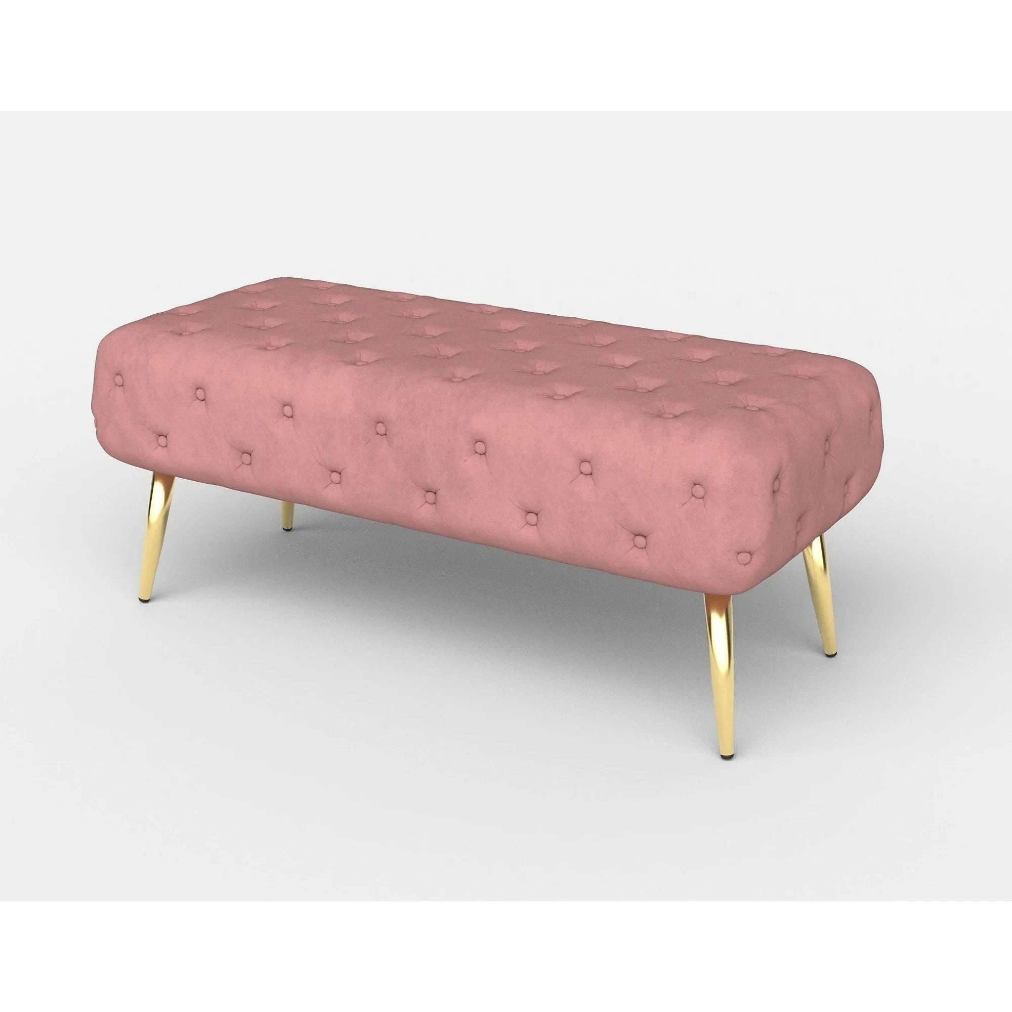 Banca ATHENA, stofa catifelata roz, 100x45x40 cm