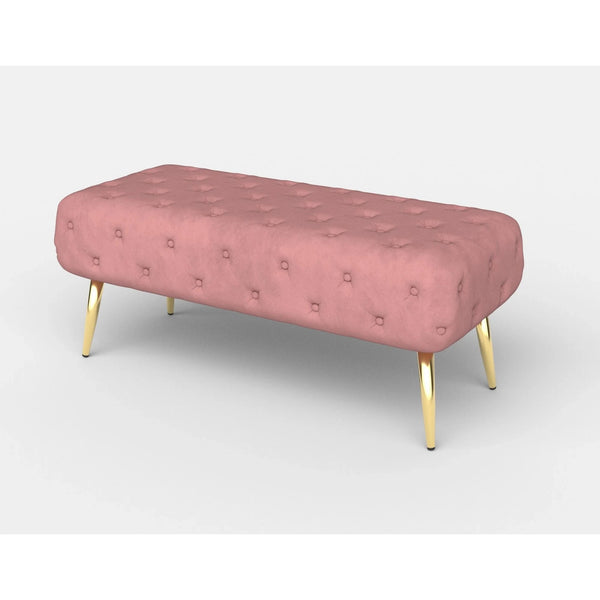 Banca ATHENA, stofa catifelata roz, 100x45x40 cm