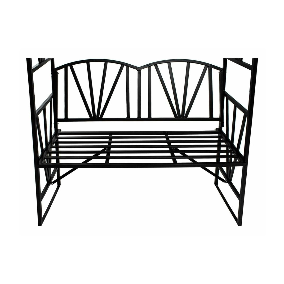 Banca cu pergola HAIFA, negru, metal, 114x42x210 cm