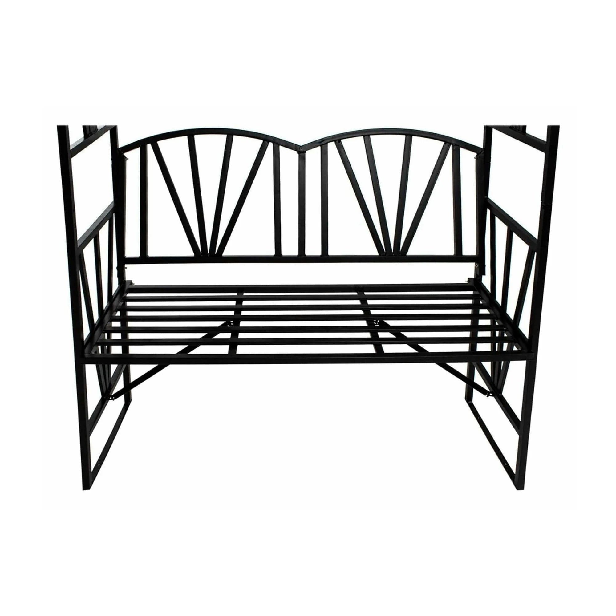 Banca cu pergola HAIFA, negru, metal, 114x42x210 cm