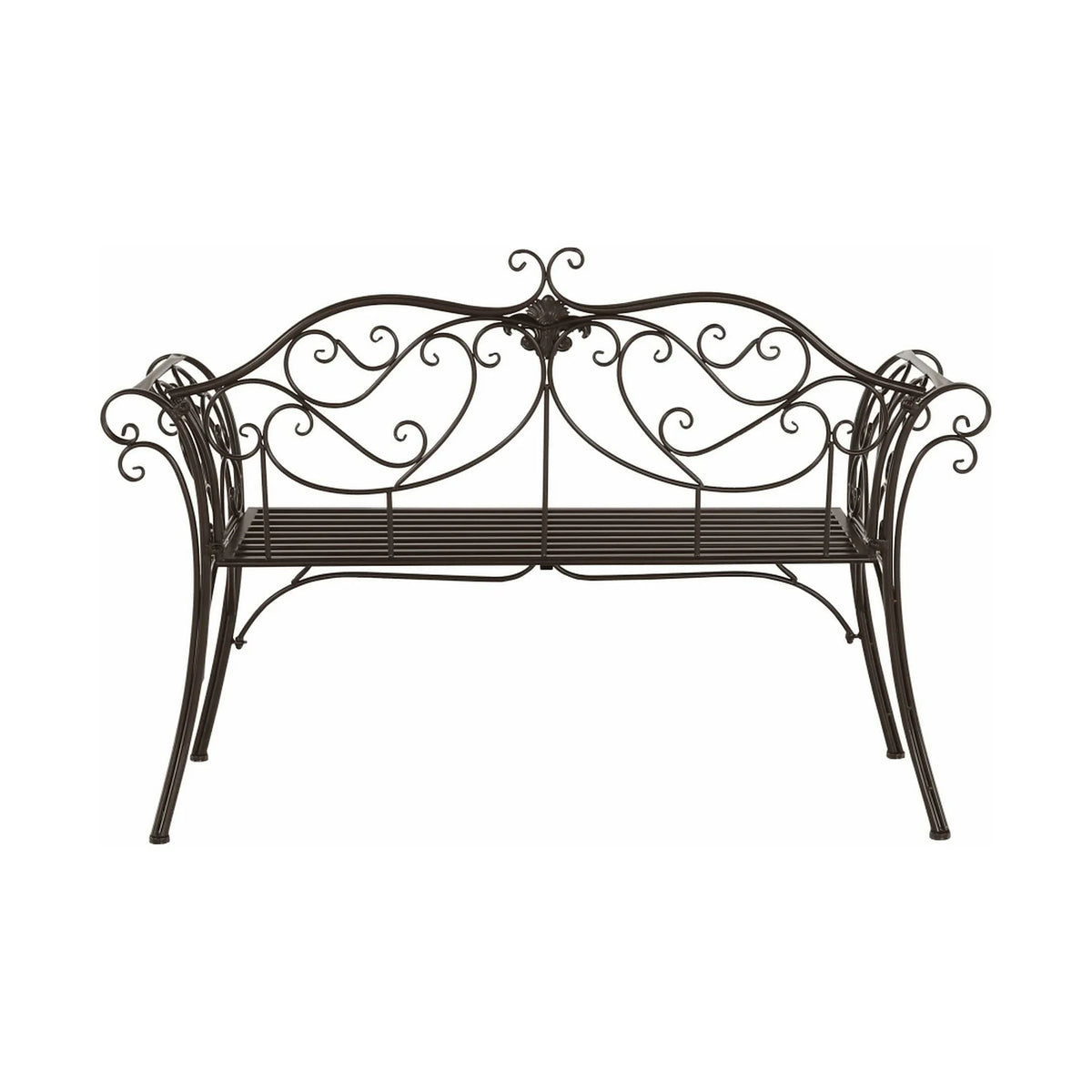 Banca gradina ETELIA, maro, metal, 131x49x89 cm
